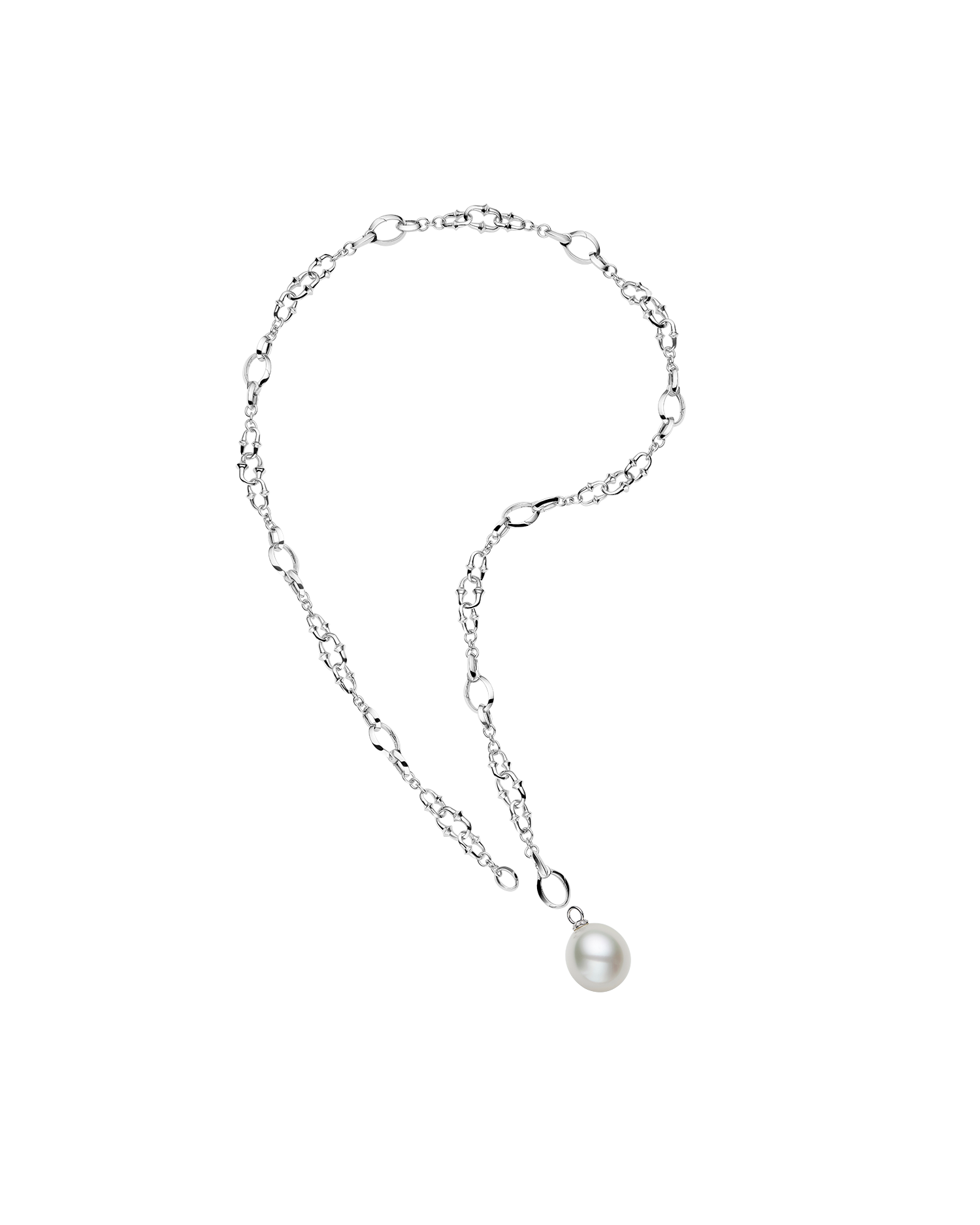 Dive Chain Pearl Charm Necklace in White Gold DD25N01WPO15