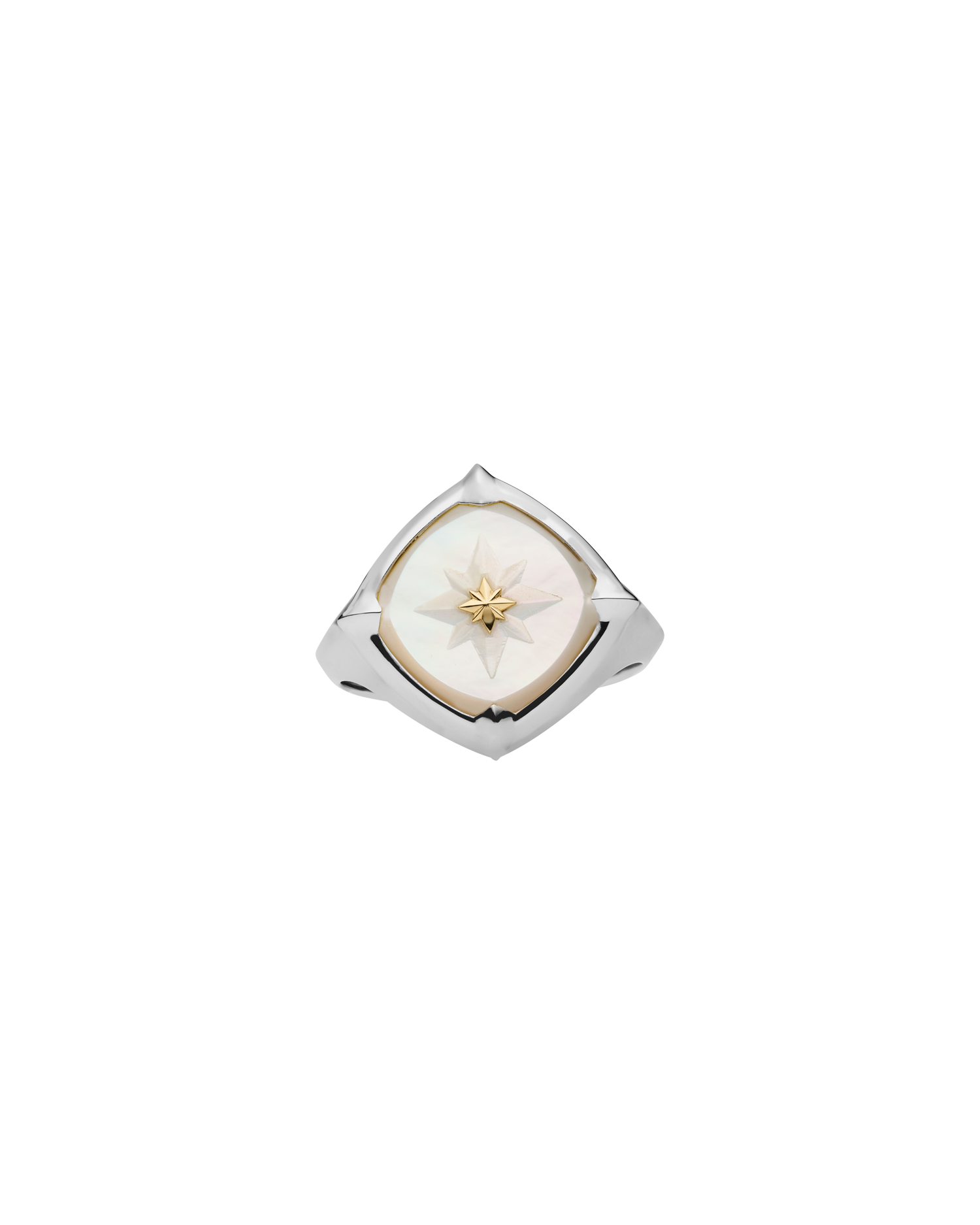 Diver Signet Ring | Mother of Pearl, Platinum, and Yellow Gold