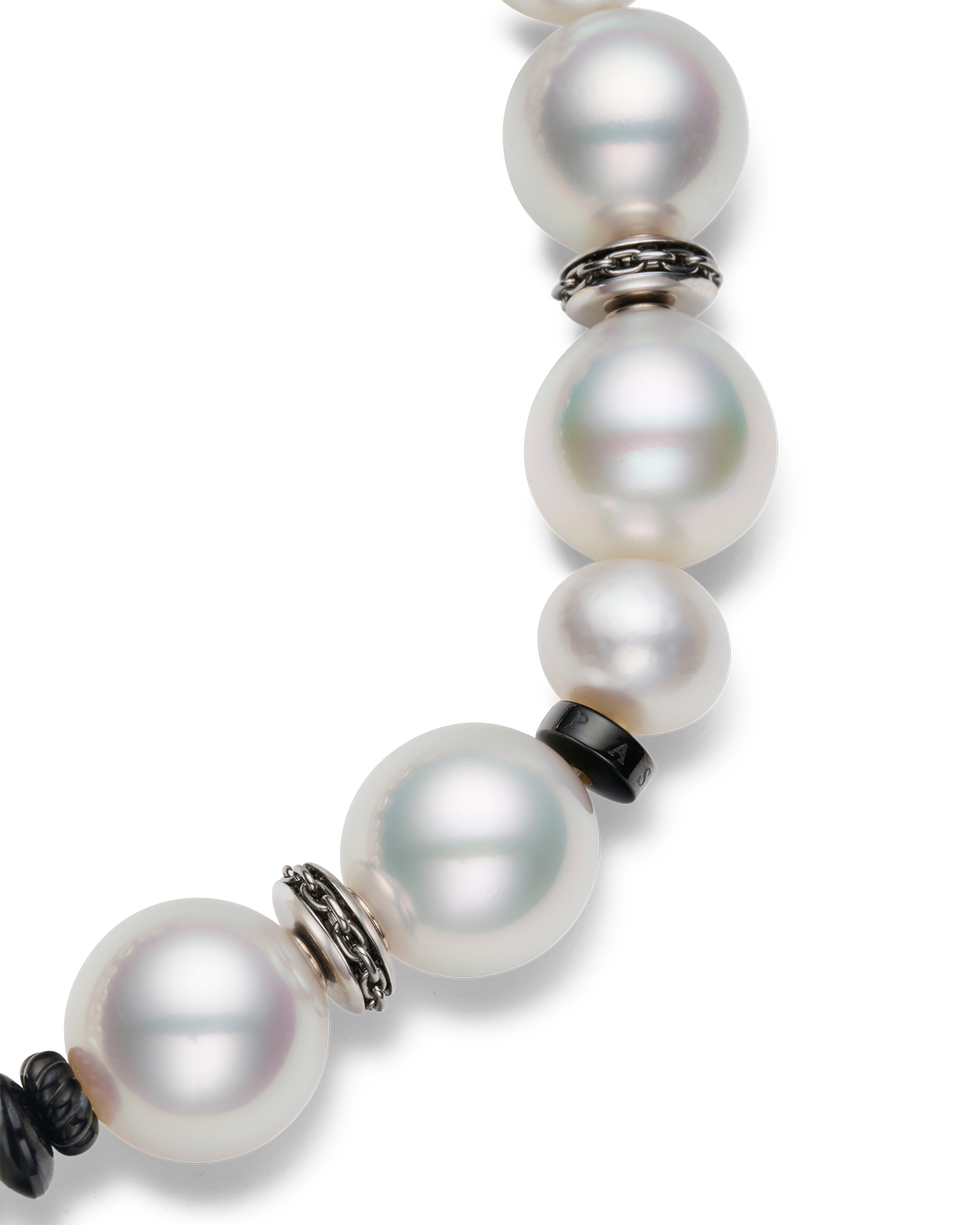 Diver Pearl Strand Bracelet | 6-12mm Pearls, Black Spinel, and White Gold