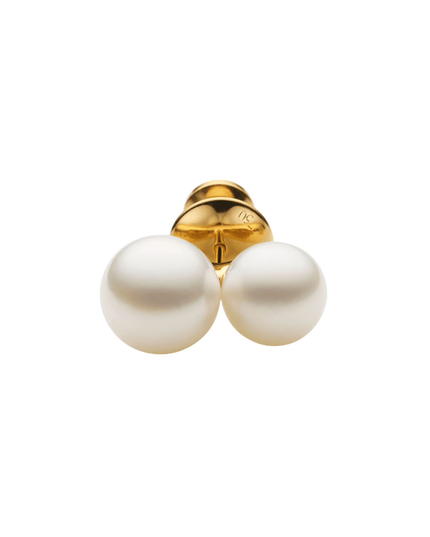 Double Pearl Lapel Pin | 9mm Keshi Pearl, 12mm Button Pearl, and Yellow Gold 2