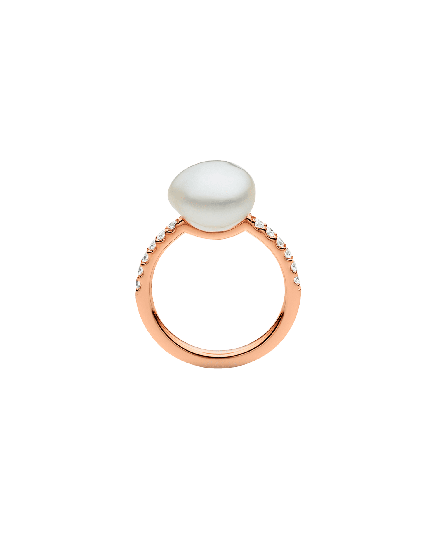 Eternity Pearl Ring | 10mm Keshi Pearl, Diamonds, and Rose Gold 2