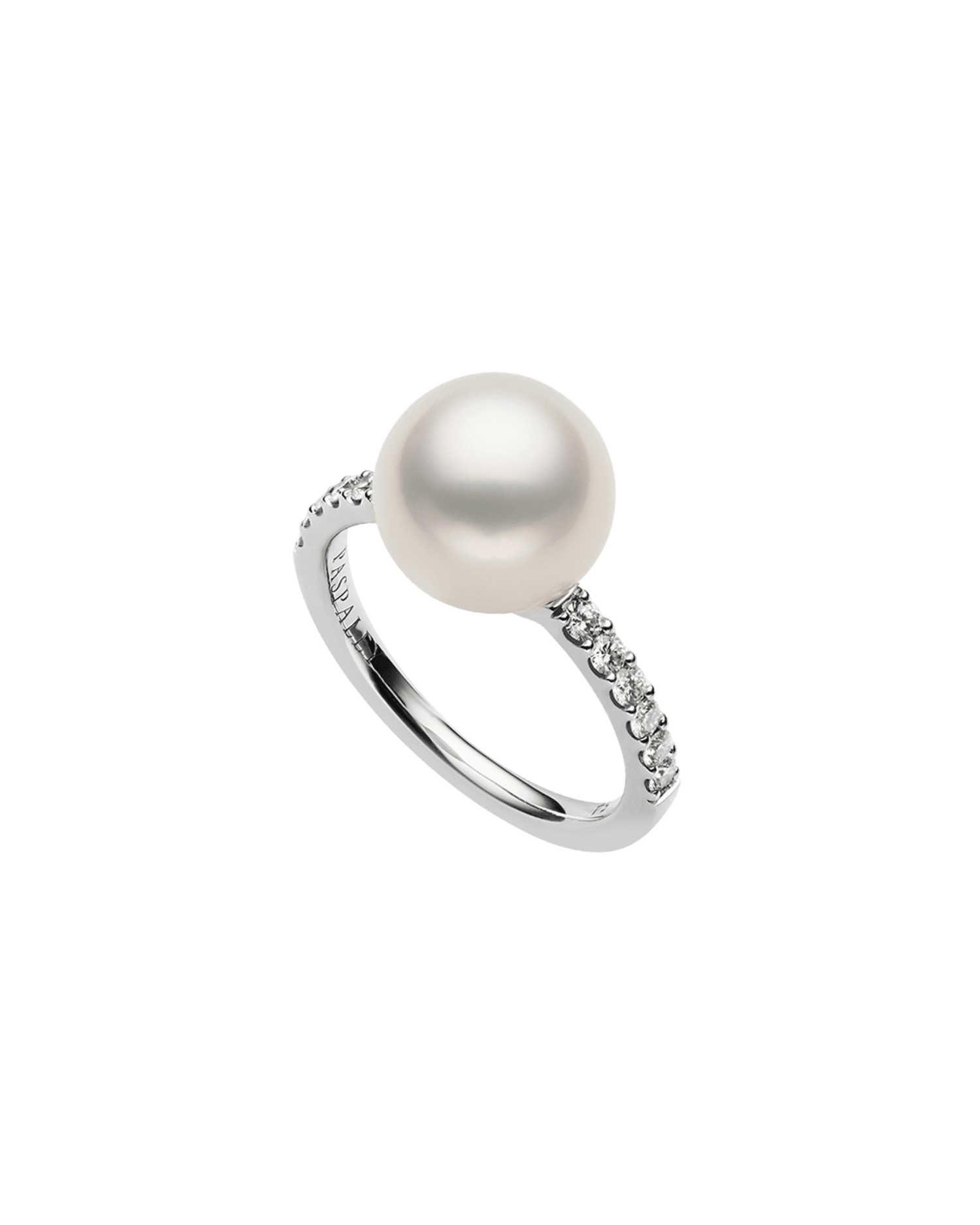 Eternity Pearl Ring | 10mm Round Pearl, Diamonds and White Gold 1