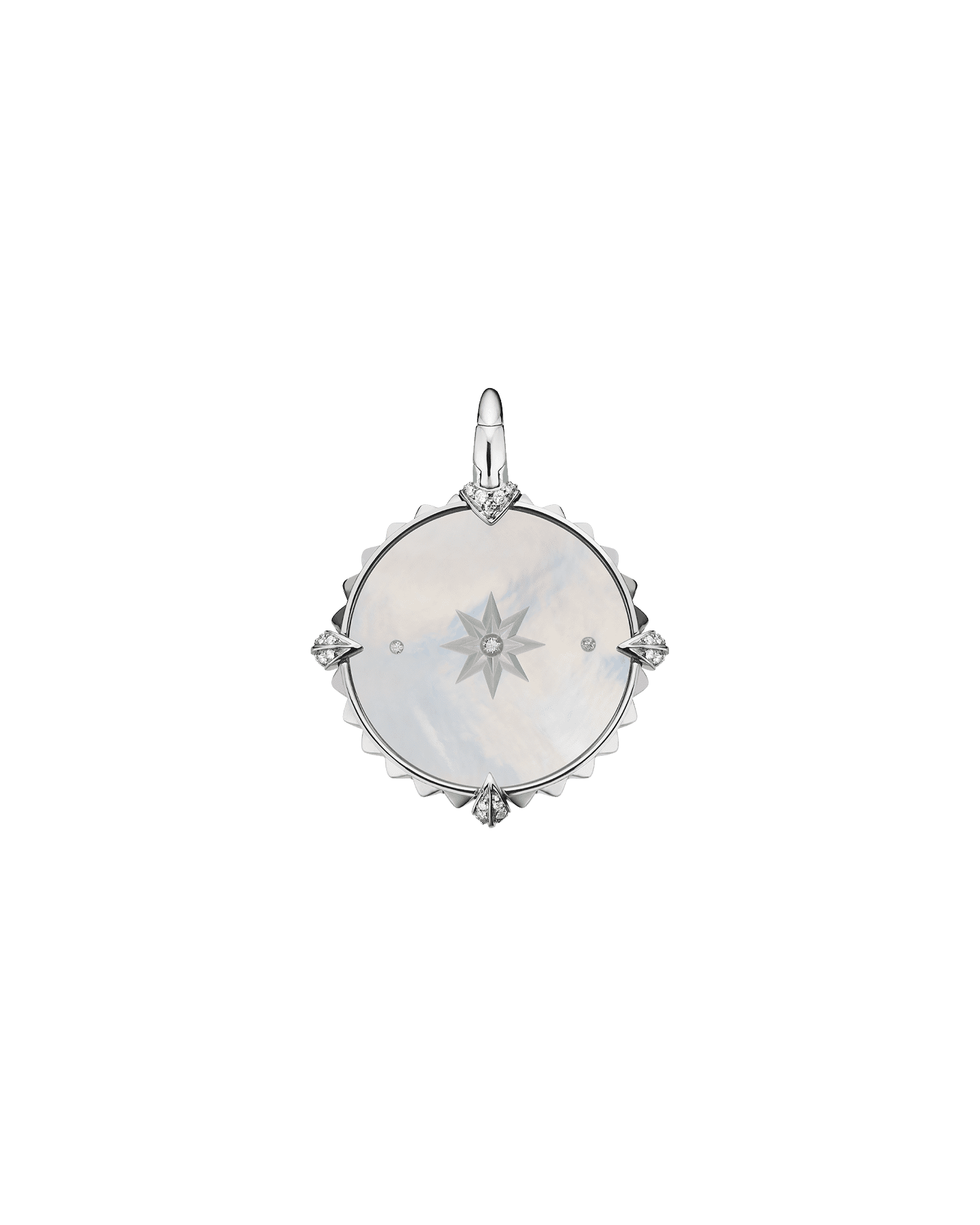 Gemini Coin Charm | Mother of Pearl, Diamonds, and White Gold 2