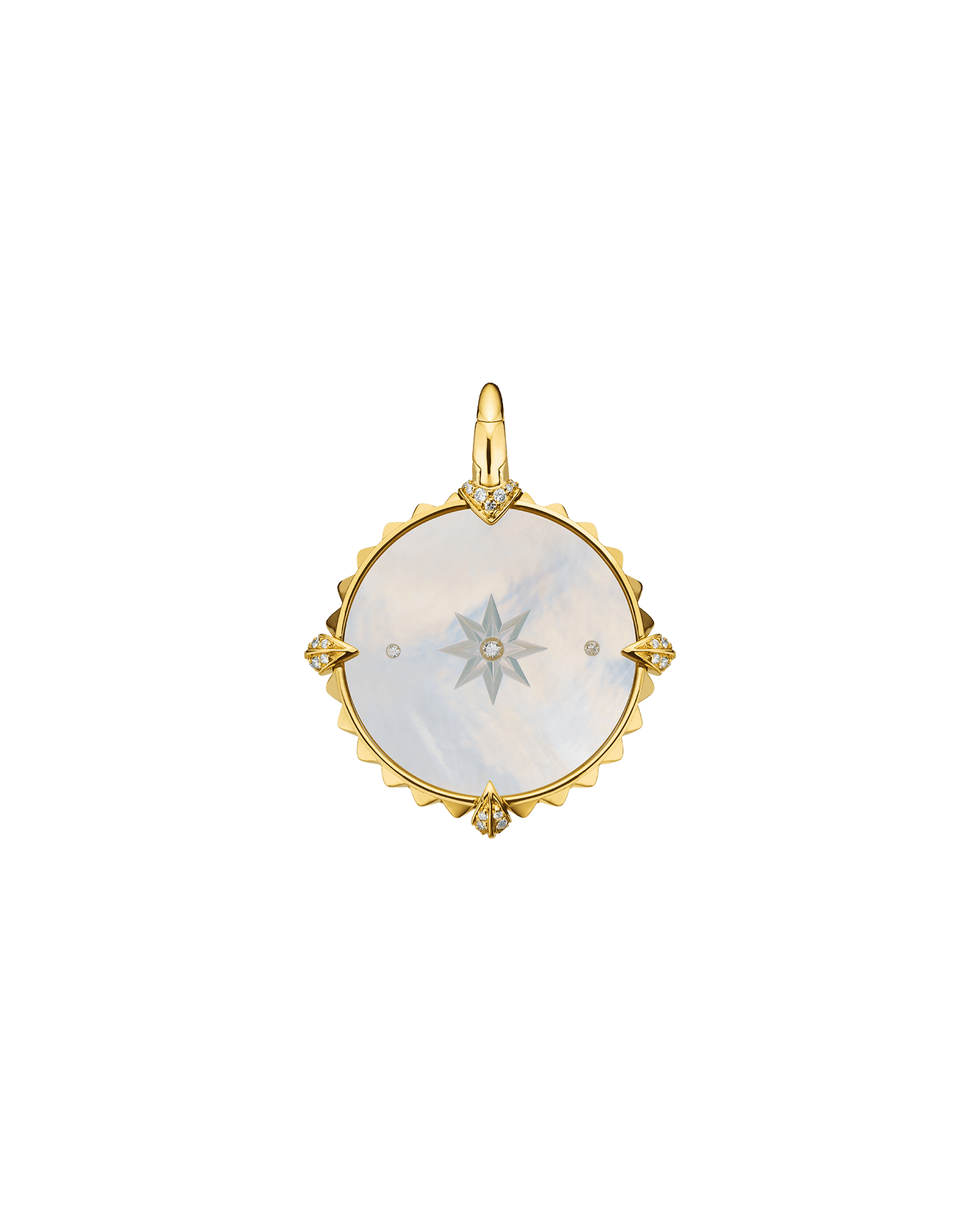 Gemini Coin Charm | Mother of Pearl, Diamonds, and Yellow Gold 2