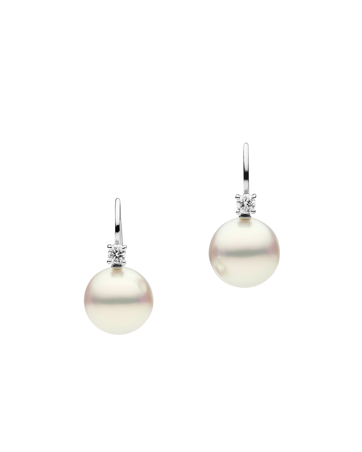 Grace Pearl Earrings | 11mm Round Pearls, Diamonds and White Gold 1
