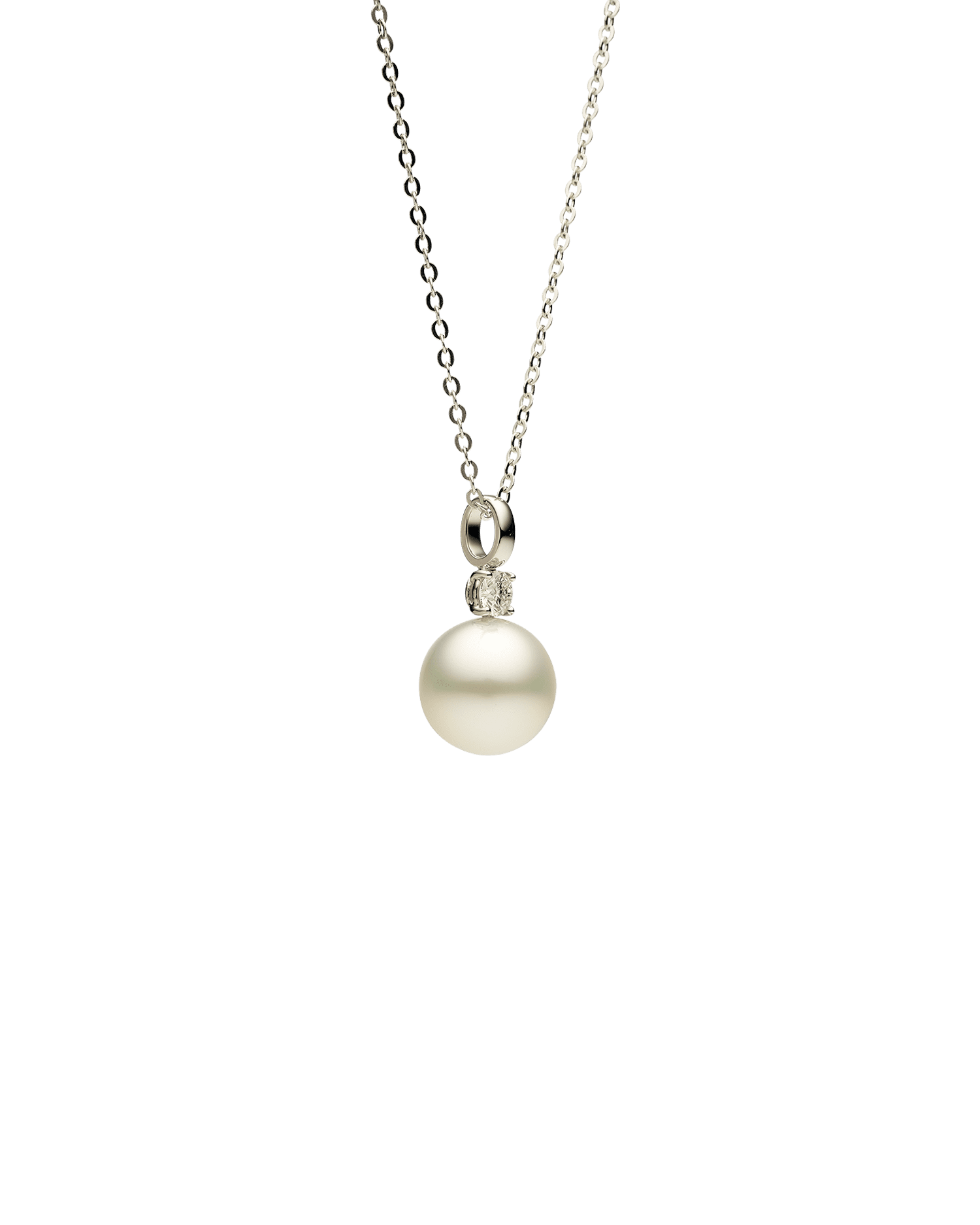 Grace Pearl Pendant | 12mm Round Pearl, Diamond, and White Gold 2
