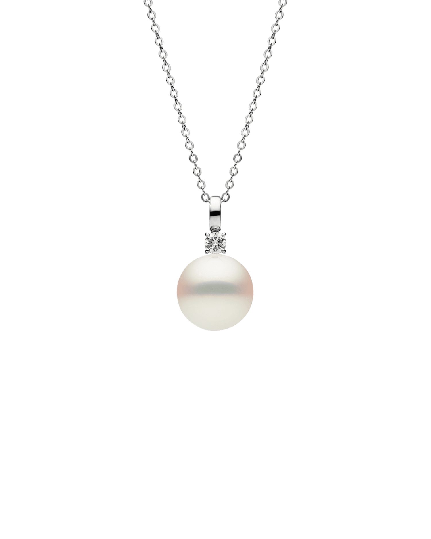 Grace Pearl Pendant | 12mm Semi-Round Pearl, Diamond, and White Gold 1