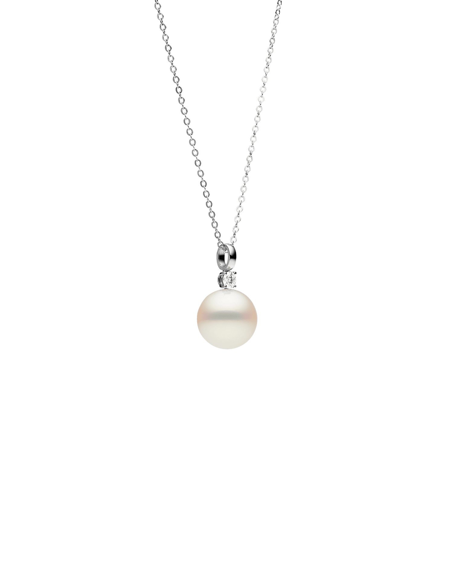 Grace Pearl Pendant | 12mm Semi-Round Pearl, Diamond, and White Gold 2