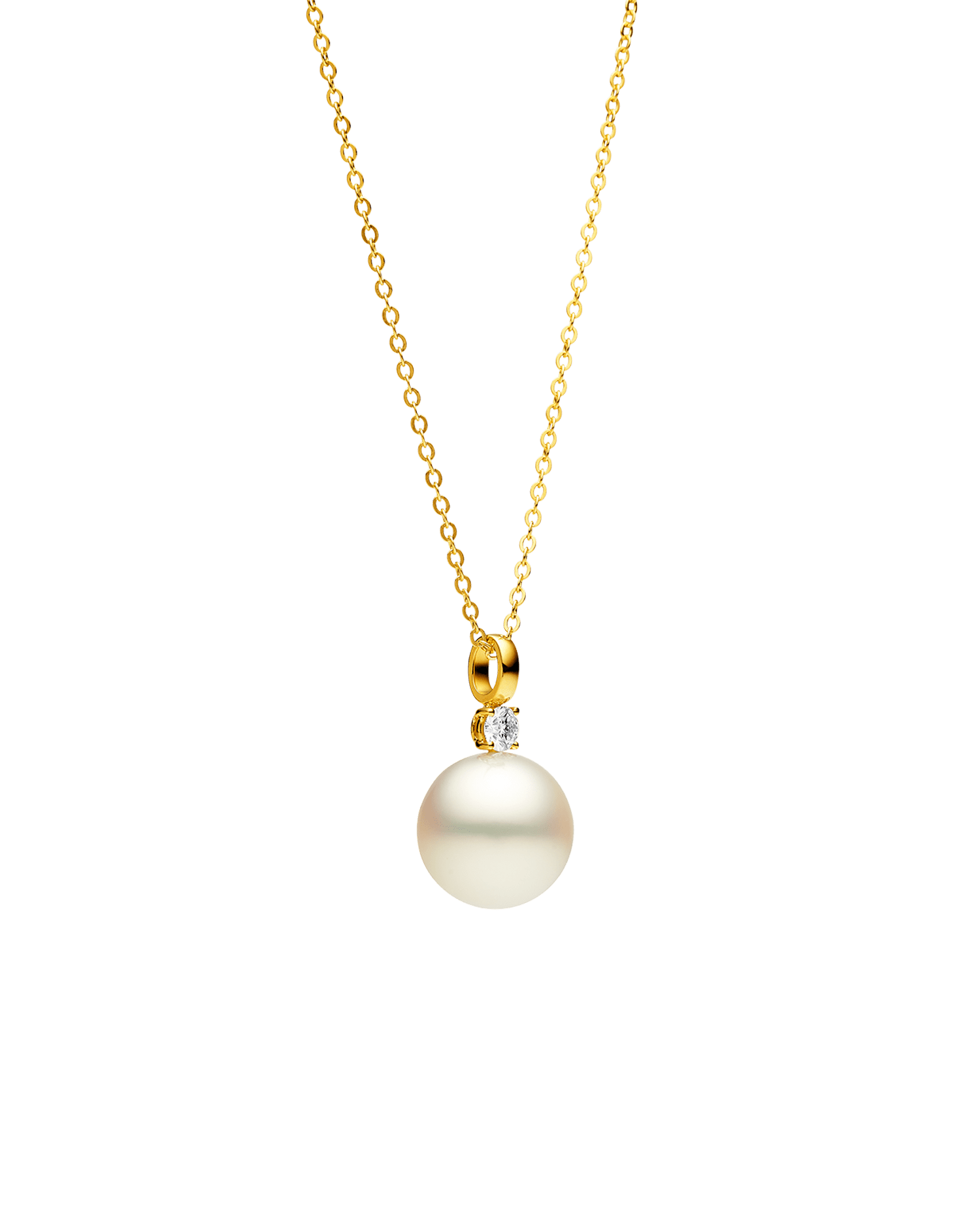 Grace Pearl Pendant | 14mm Semi-Round Pearl, Diamond, and Yellow Gold 2