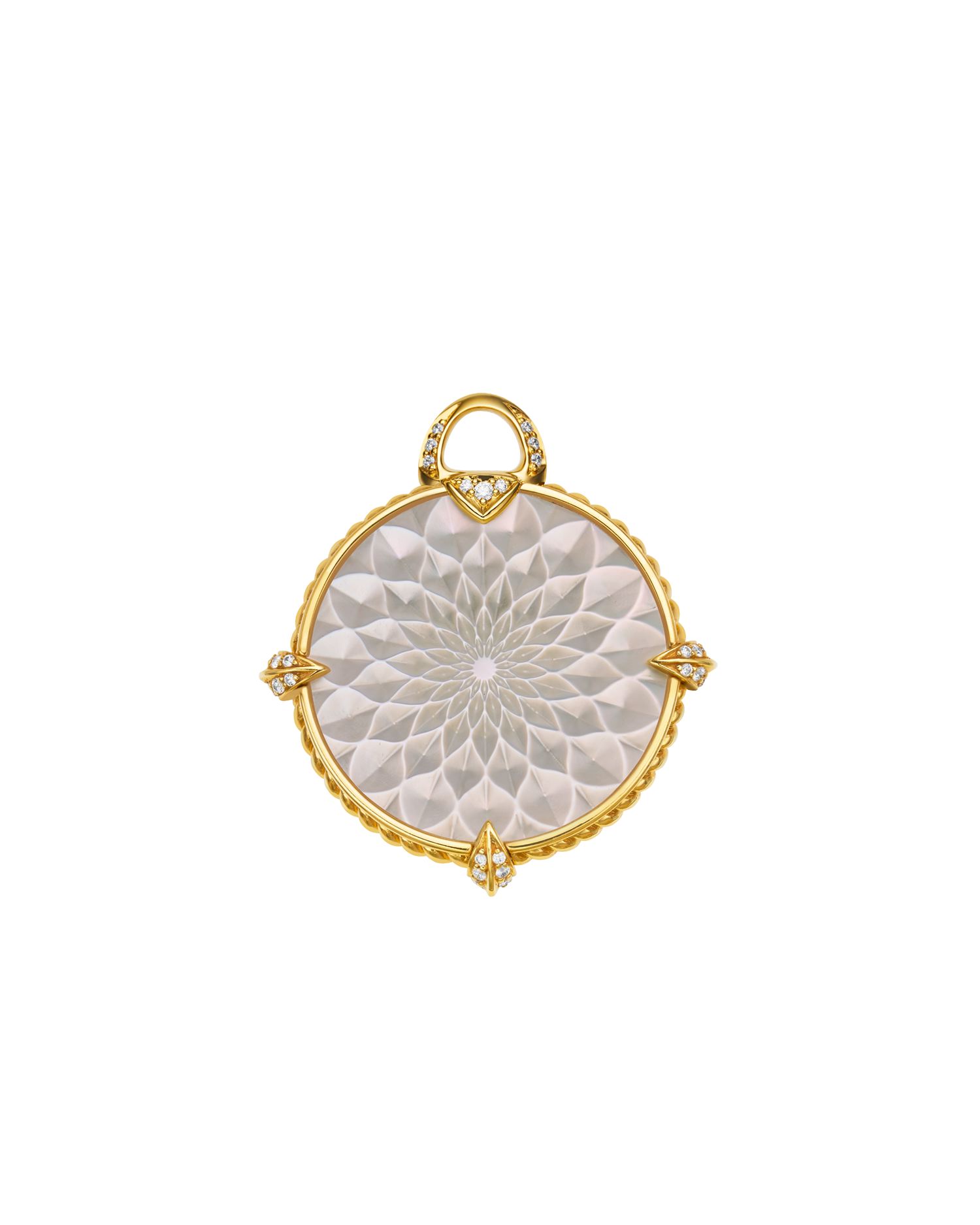 Diamond Coin Charm Earrings | Mother of Pearl, Diamonds, and Yellow Gold