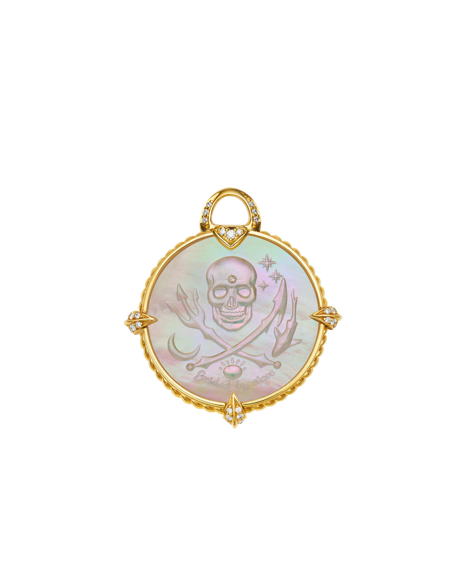 Diamond Coin Charm Earrings | Mother of Pearl, Diamonds, and Yellow Gold