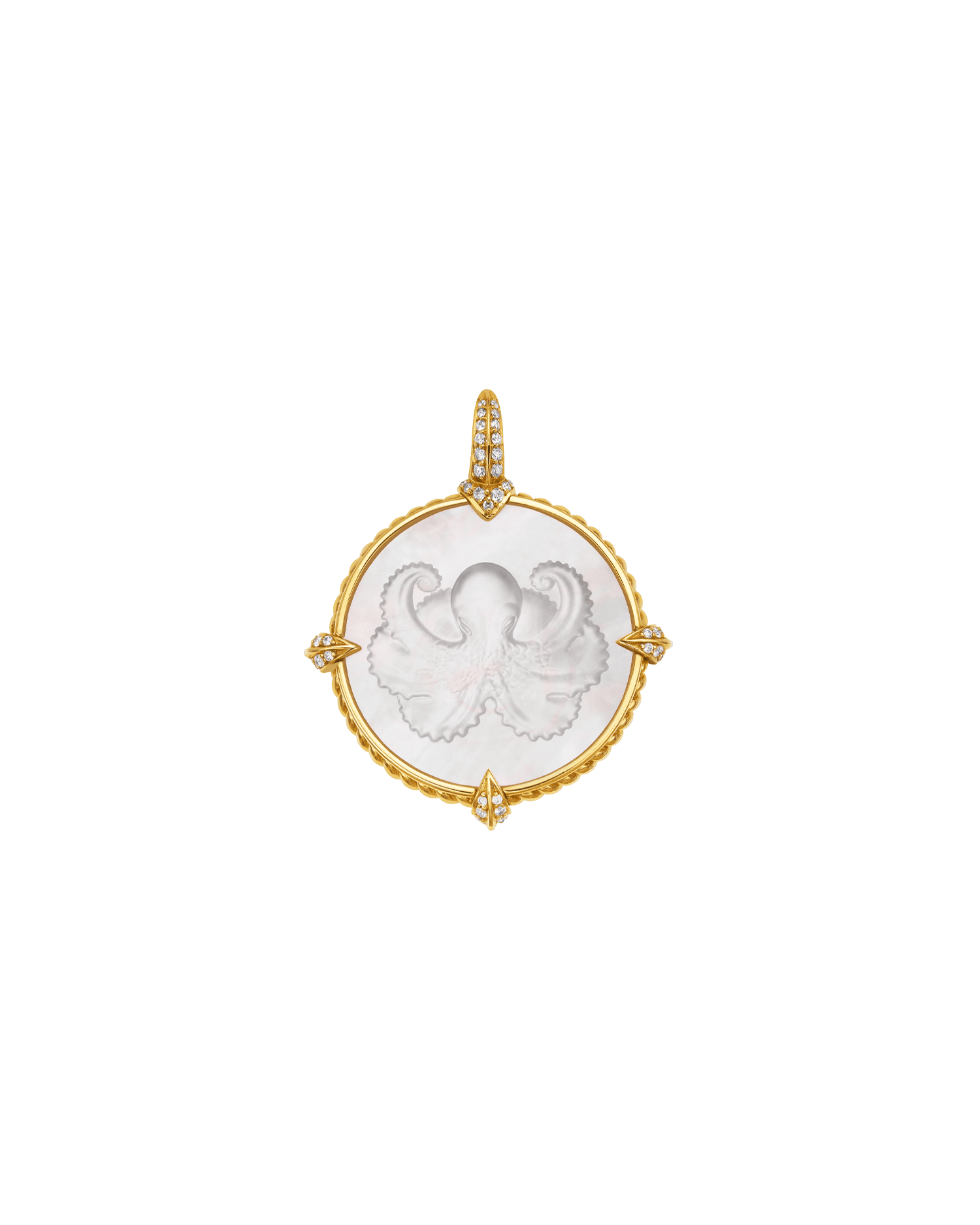 Petite Guided by Stars Coin Charm | Mother of Pearl, Diamonds, and Yellow Gold 2