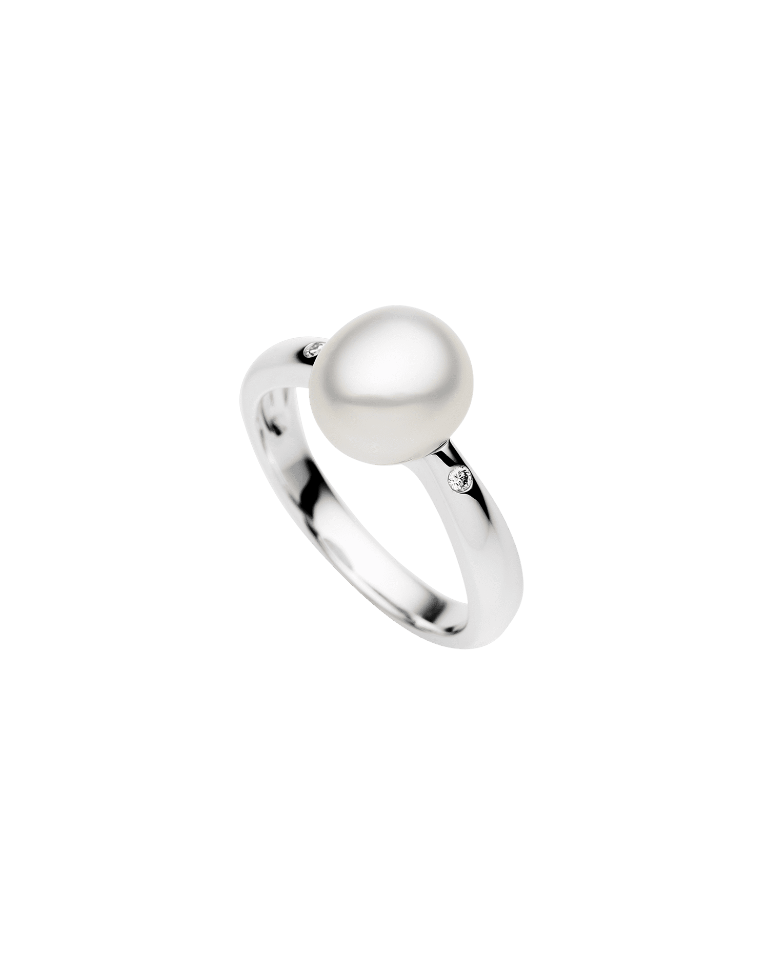 Julia Pearl Ring | 9mm Keshi Pearl, Diamonds, and White Gold 1