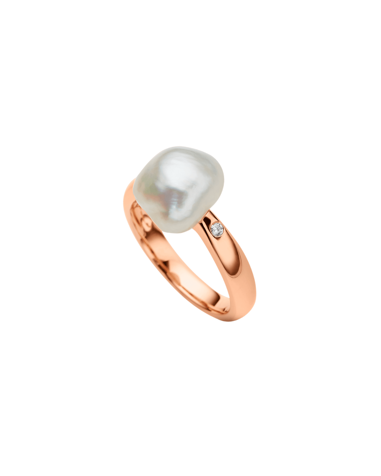Julia Pearl Ring | 9mm Keshi Pearl, Diamonds, and Rose Gold 1