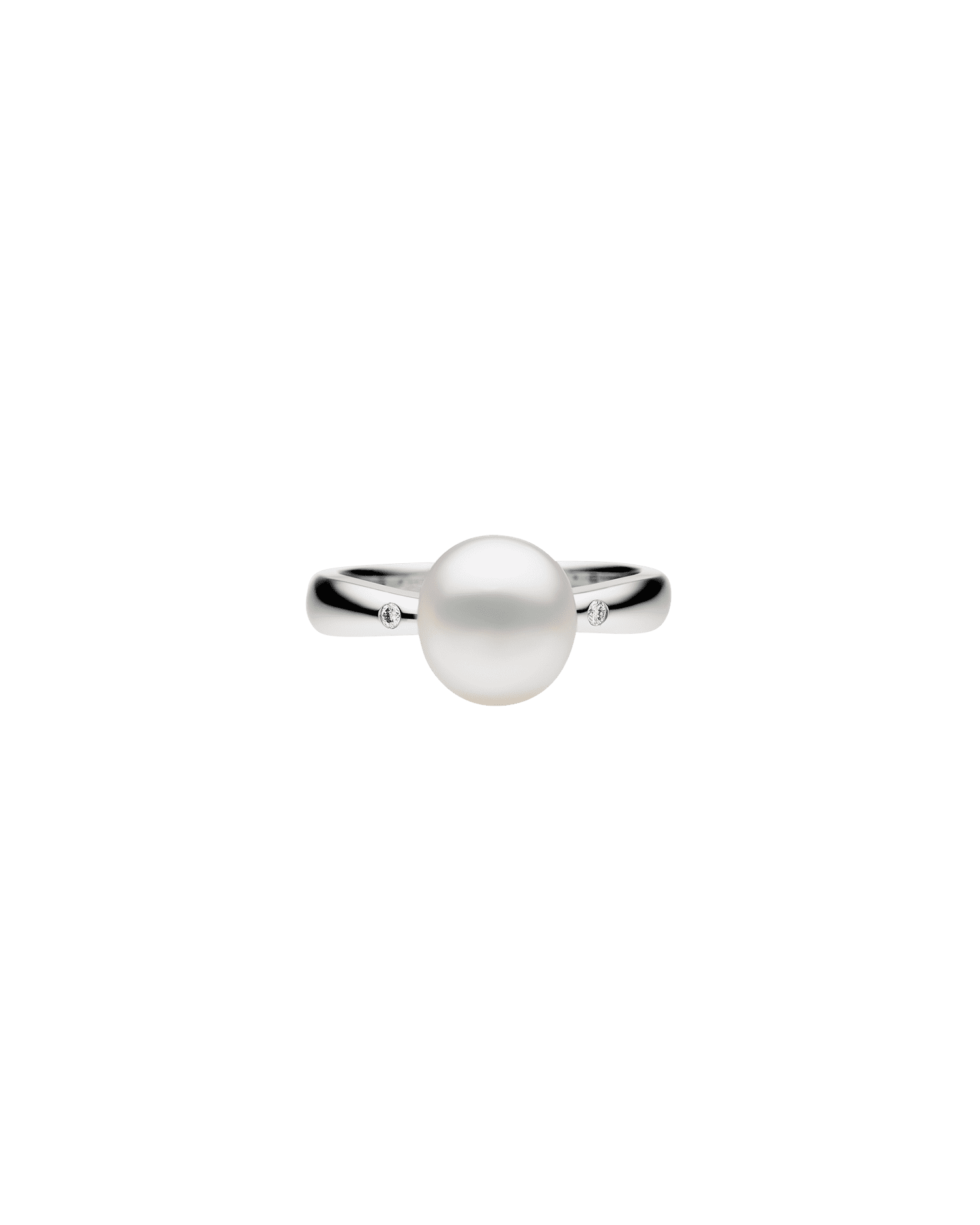 Julia Pearl Ring | 9mm Keshi Pearl, Diamonds, and White Gold 2