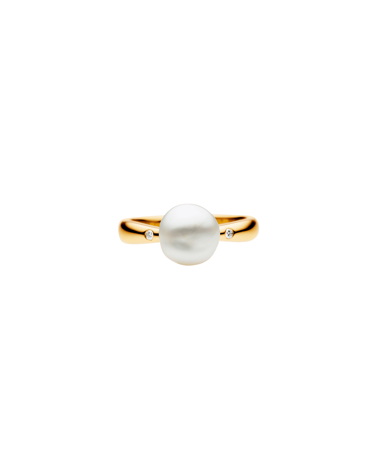 Julia Pearl Ring | 9mm Keshi Pearl, Diamonds, and Yellow Gold 3