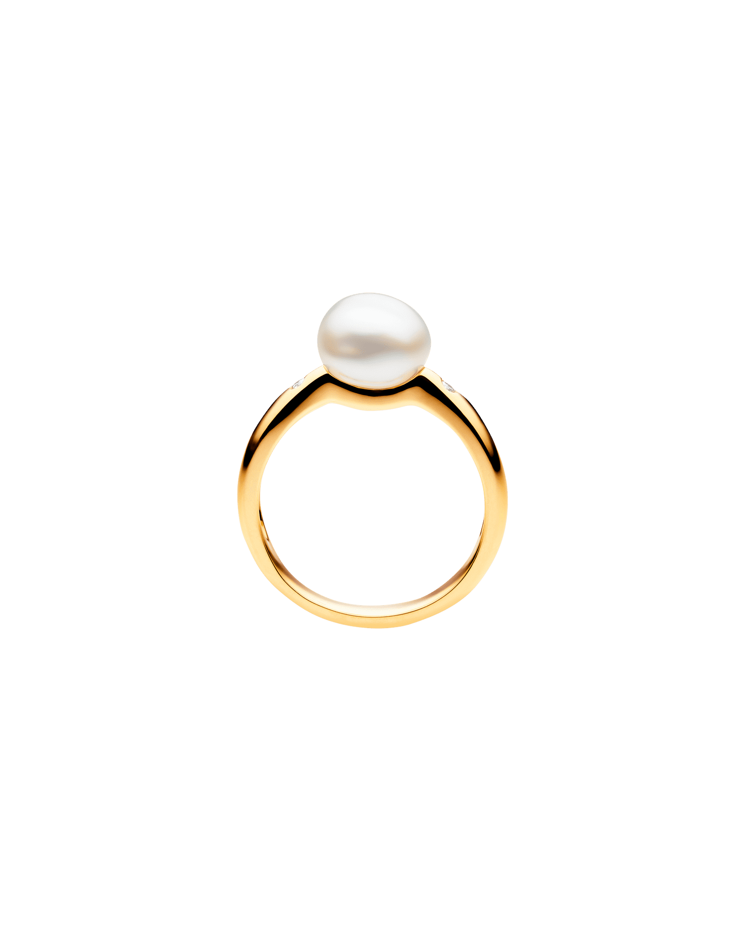 Julia Pearl Ring | 9mm Keshi Pearl, Diamonds, and Yellow Gold 2