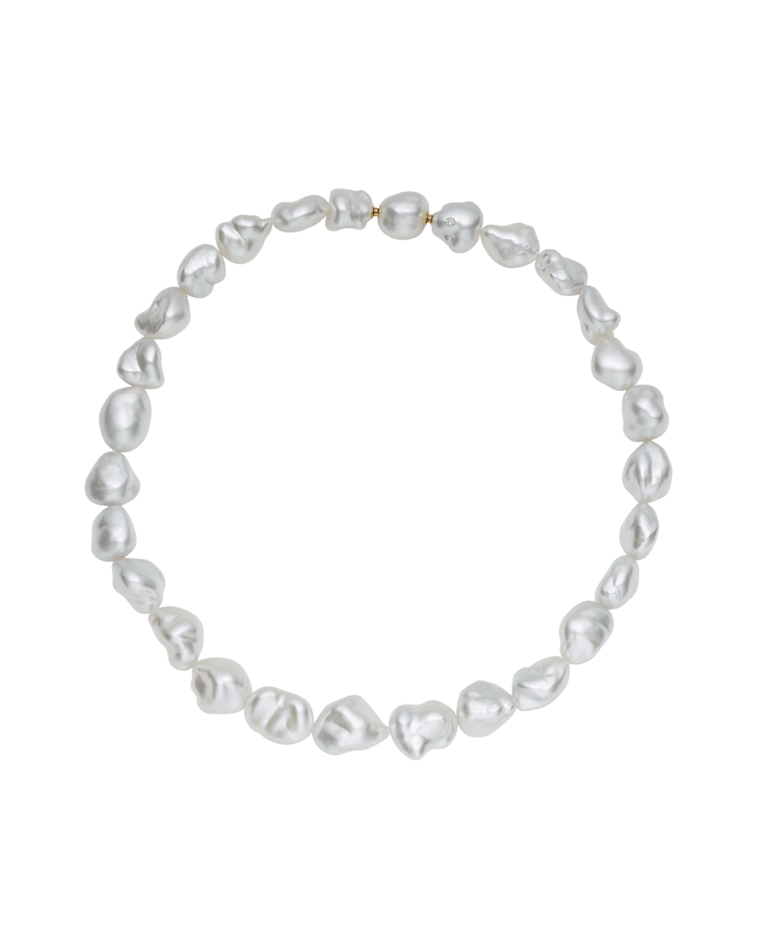Paspaley Keshi Baroque Pearl Strand Necklace | 12-14mm Keshi Baroque Pearls and Paspaley Signature Diamond 1