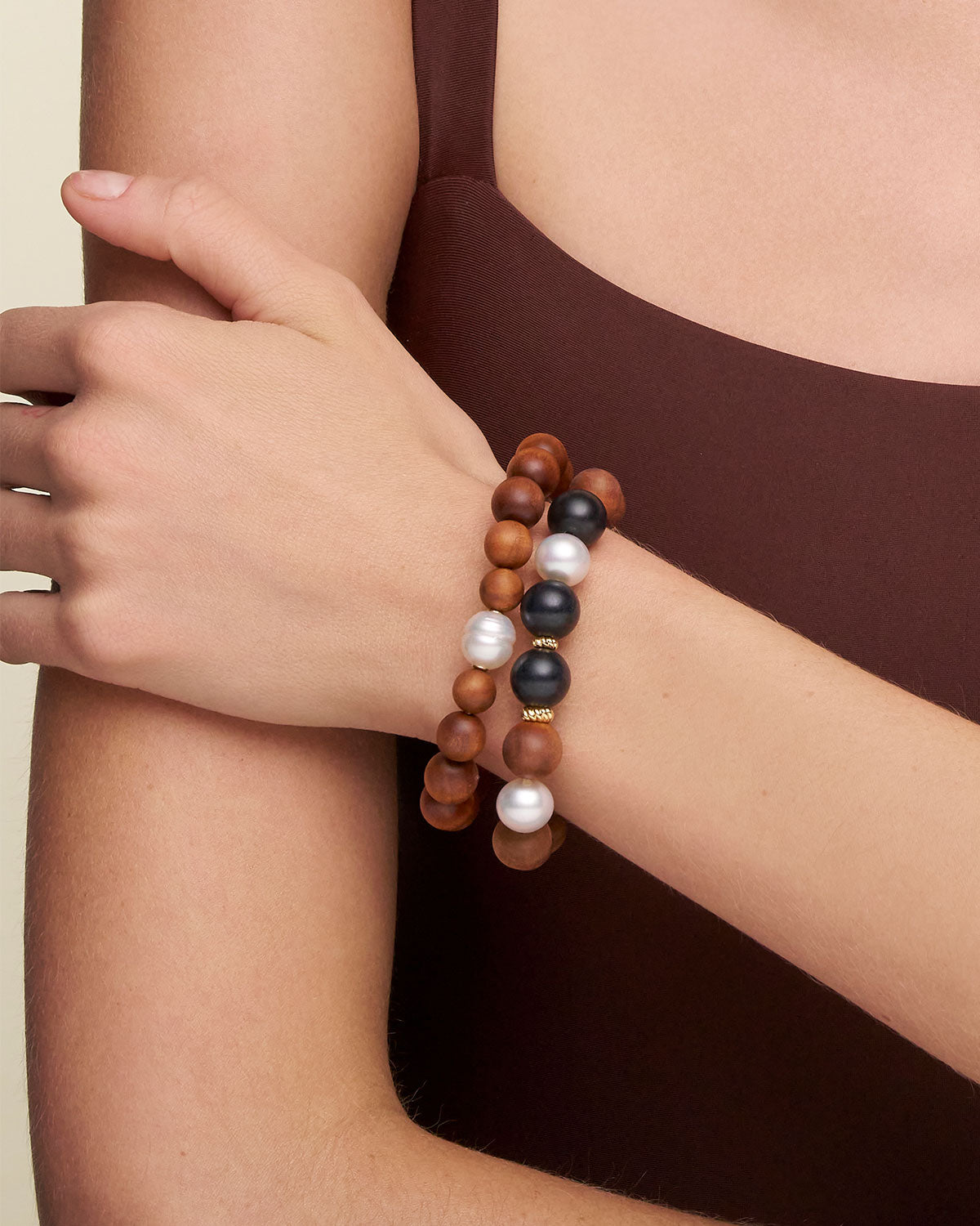 Kimberley Golden Dusk Pearl Bracelet On Body CSRB31DMX Kimberley Dawn Single Pearl Bracelet Csrb11spc11