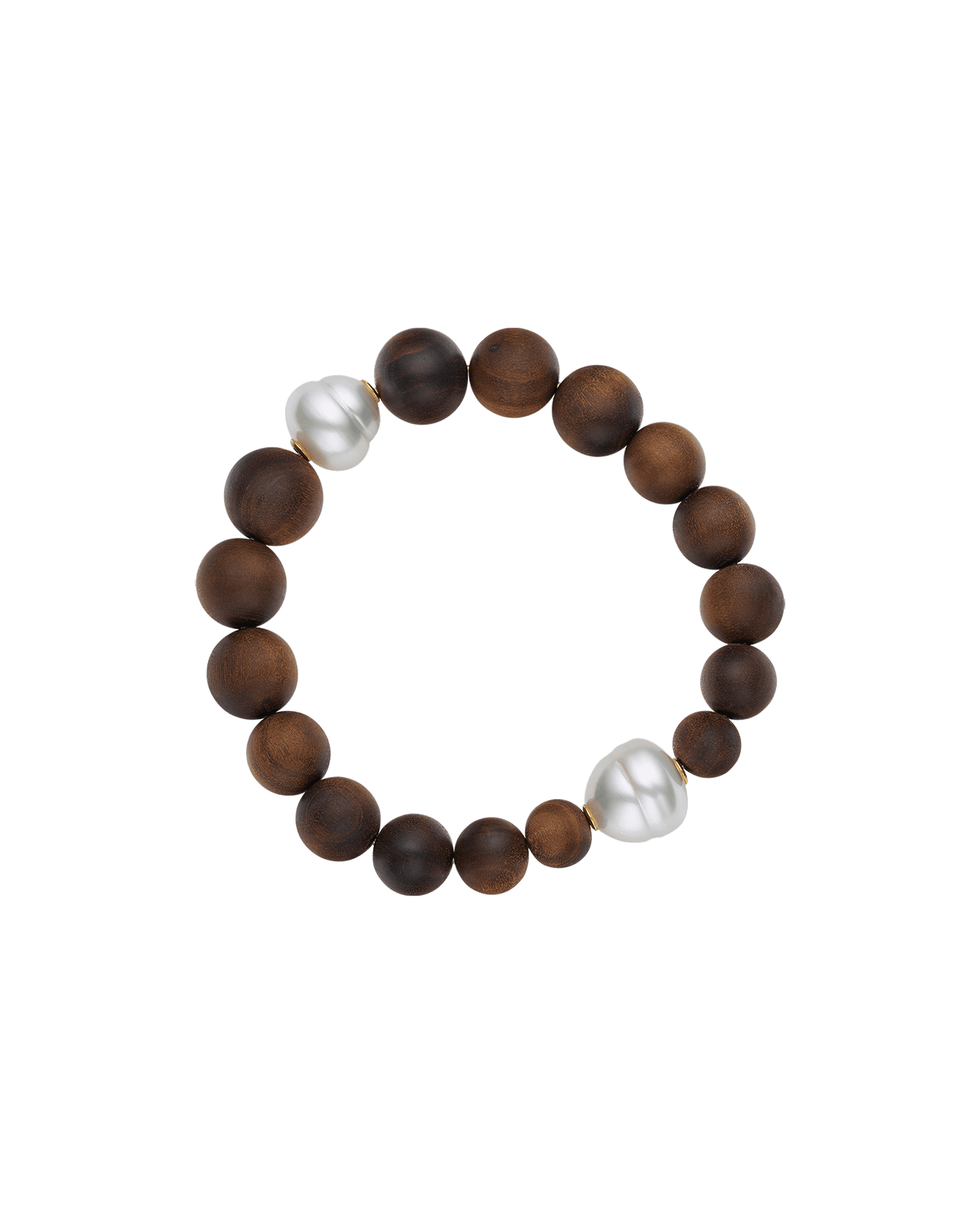Kimberley Dusk Double Pearl Bracelet | 12mm Circle Pearls and Sandalwood 1