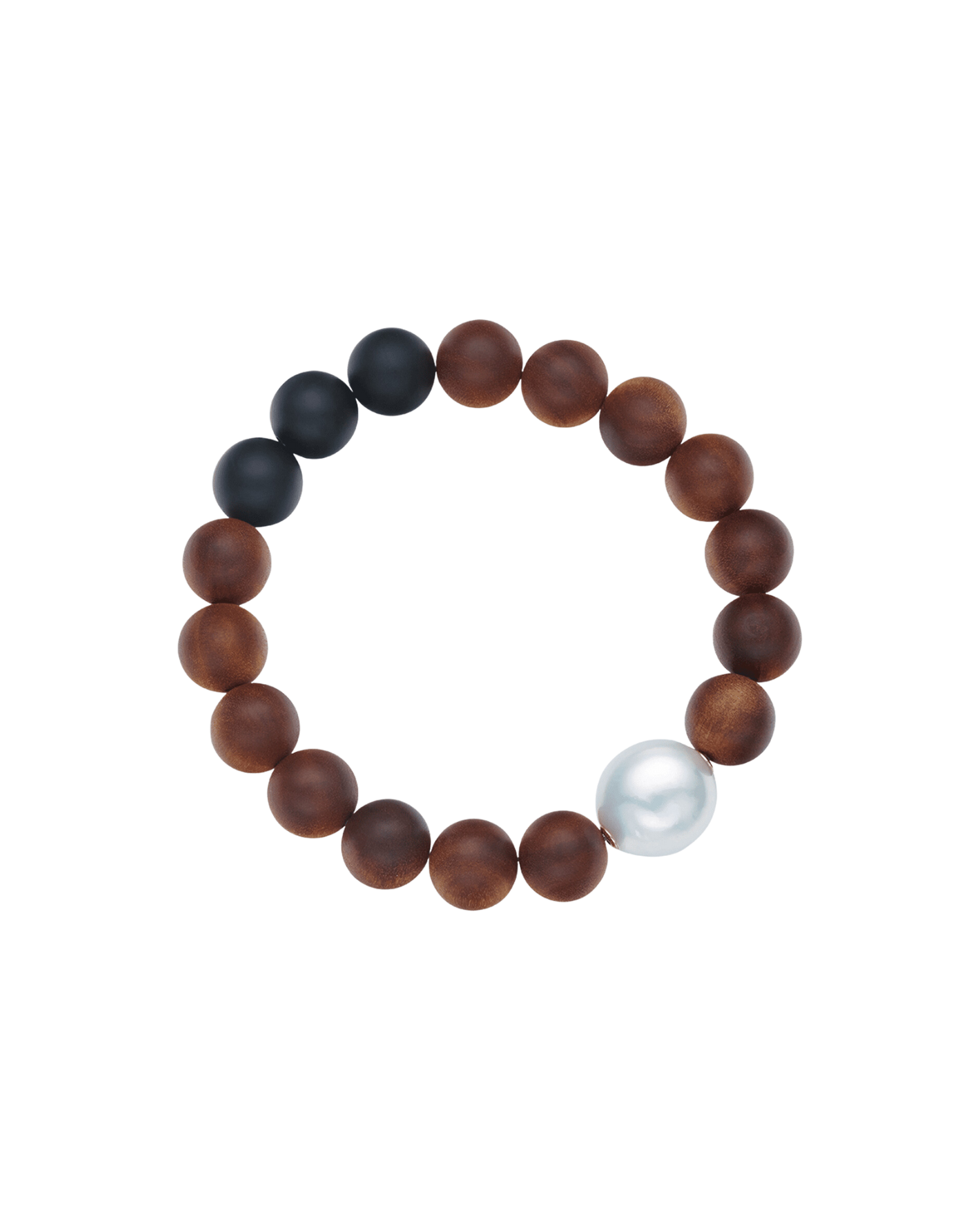 Onyx Kimberley Dusk Single Pearl Bracelet | 15mm Baroque Pearl, Onyx, and Sandalwood 1