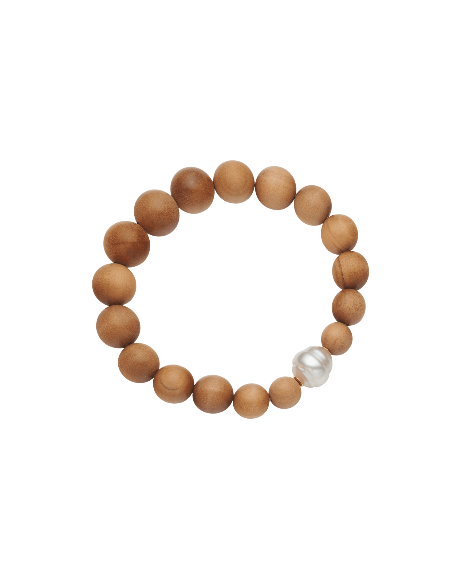 Kimberley Dawn Single Pearl Bracelet | 10mm Circle Pearl and Sandalwood 1
