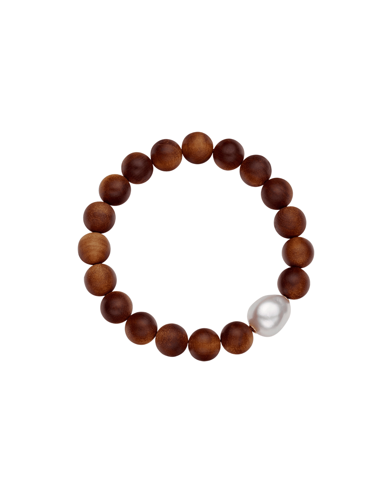 Kimberly Dusk Single Pearl Bracelet | 13mm Baroque Pearl and Sandalwood 1