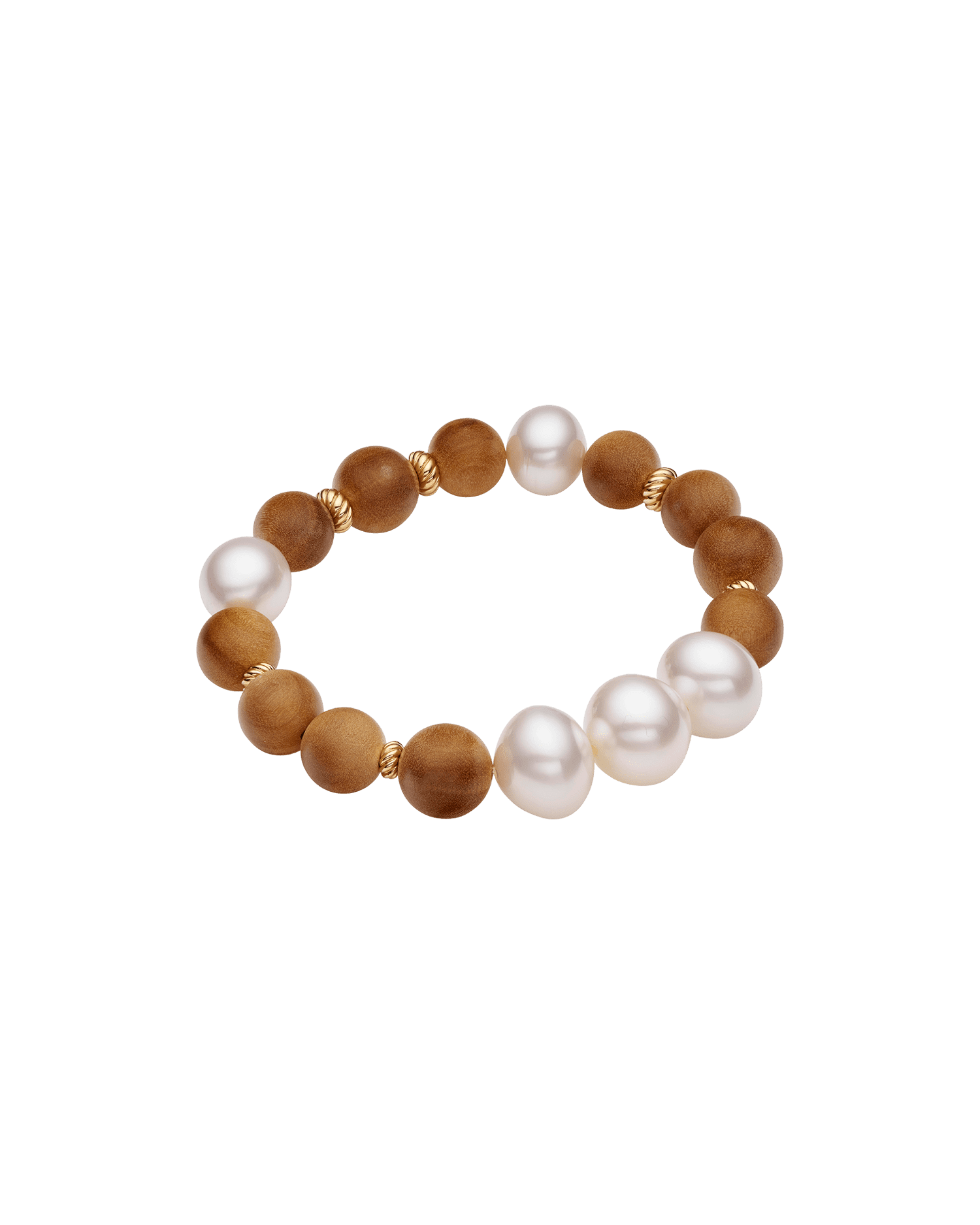 Kimberley Golden Dawn Pearl Bracelet | 11-14mm Pearls, Sandalwood, and Yellow Gold 2