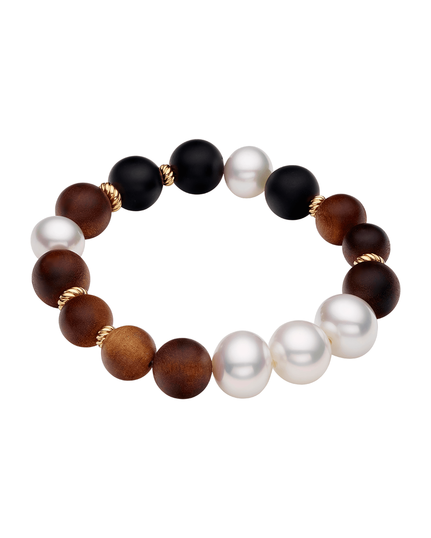 Kimberley Golden Dusk Pearl Bracelet | 11-14mm Pearls, Sandalwood, and Yellow Gold 2