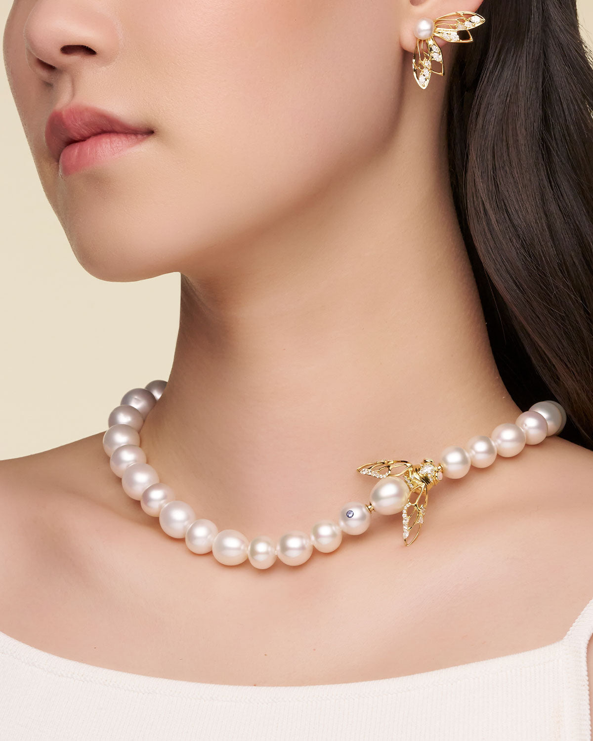 Lacewing Cicada Clasp YG On Body G24L01YPD12 Strand SCDEBL001 Earrings G25AE02Y