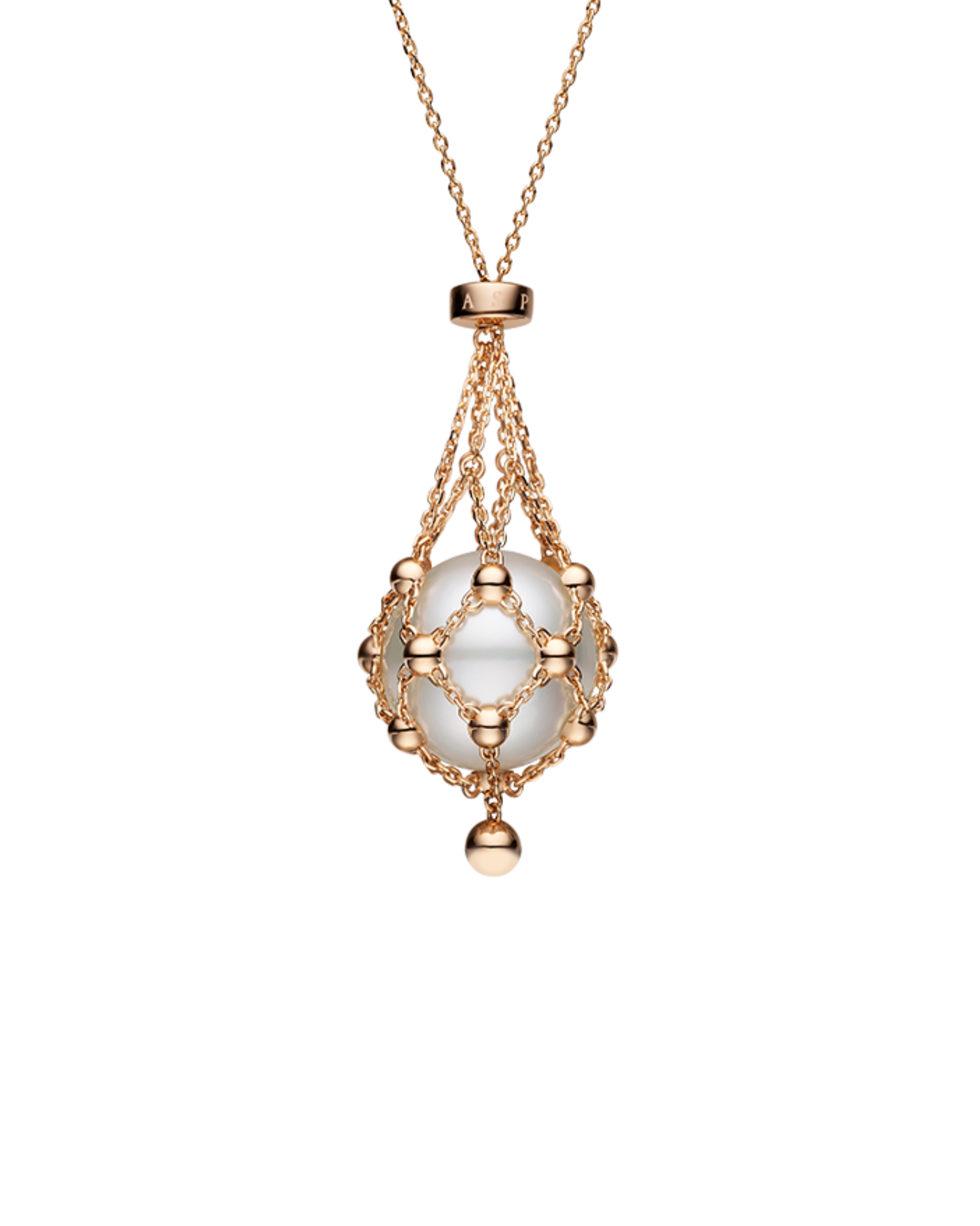 Lavalier Pearl Necklace with 15mm Button Pearl and Rose Gold