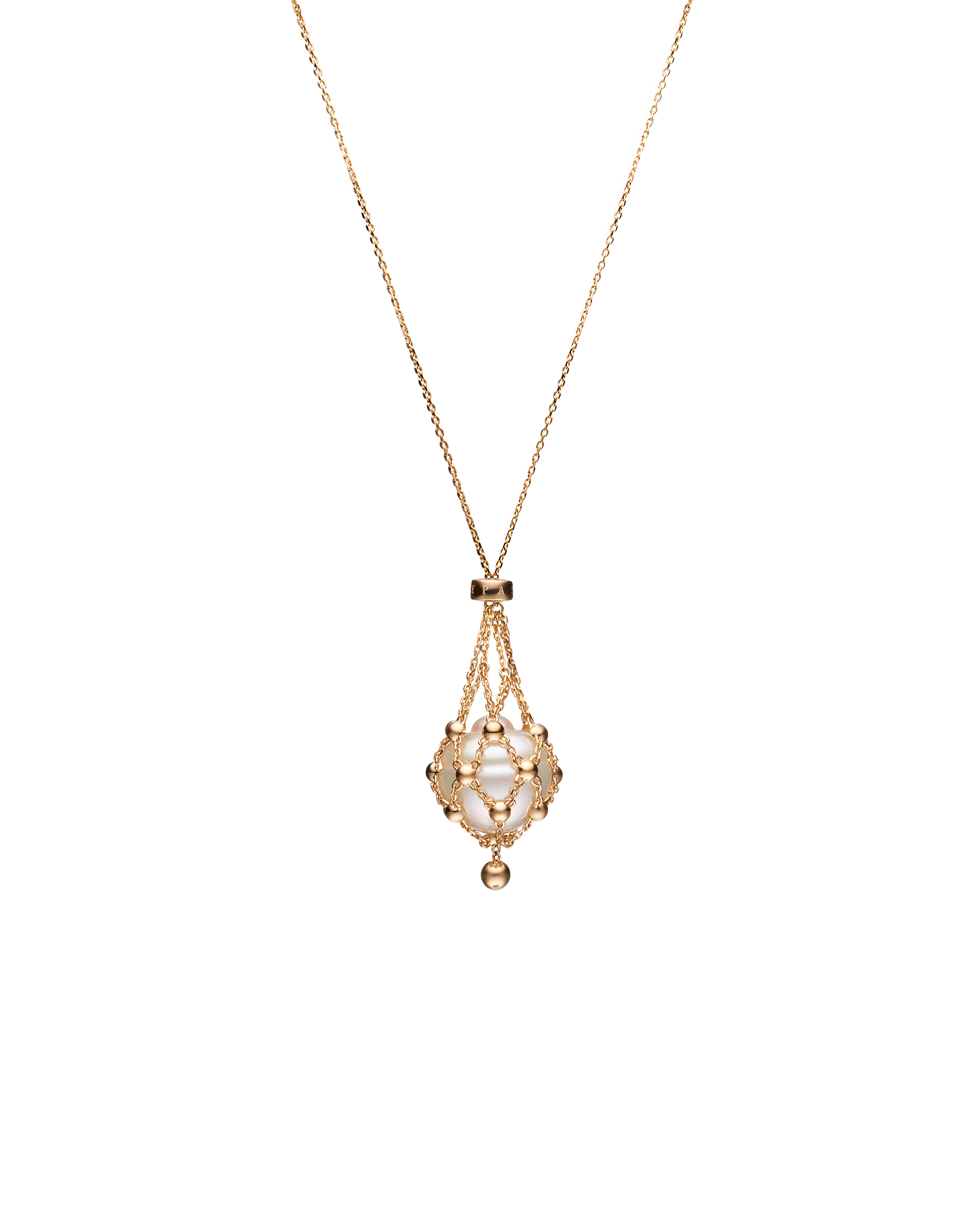 Lavalier Pearl Necklace | 14mm Circle Pearl and Rose Gold