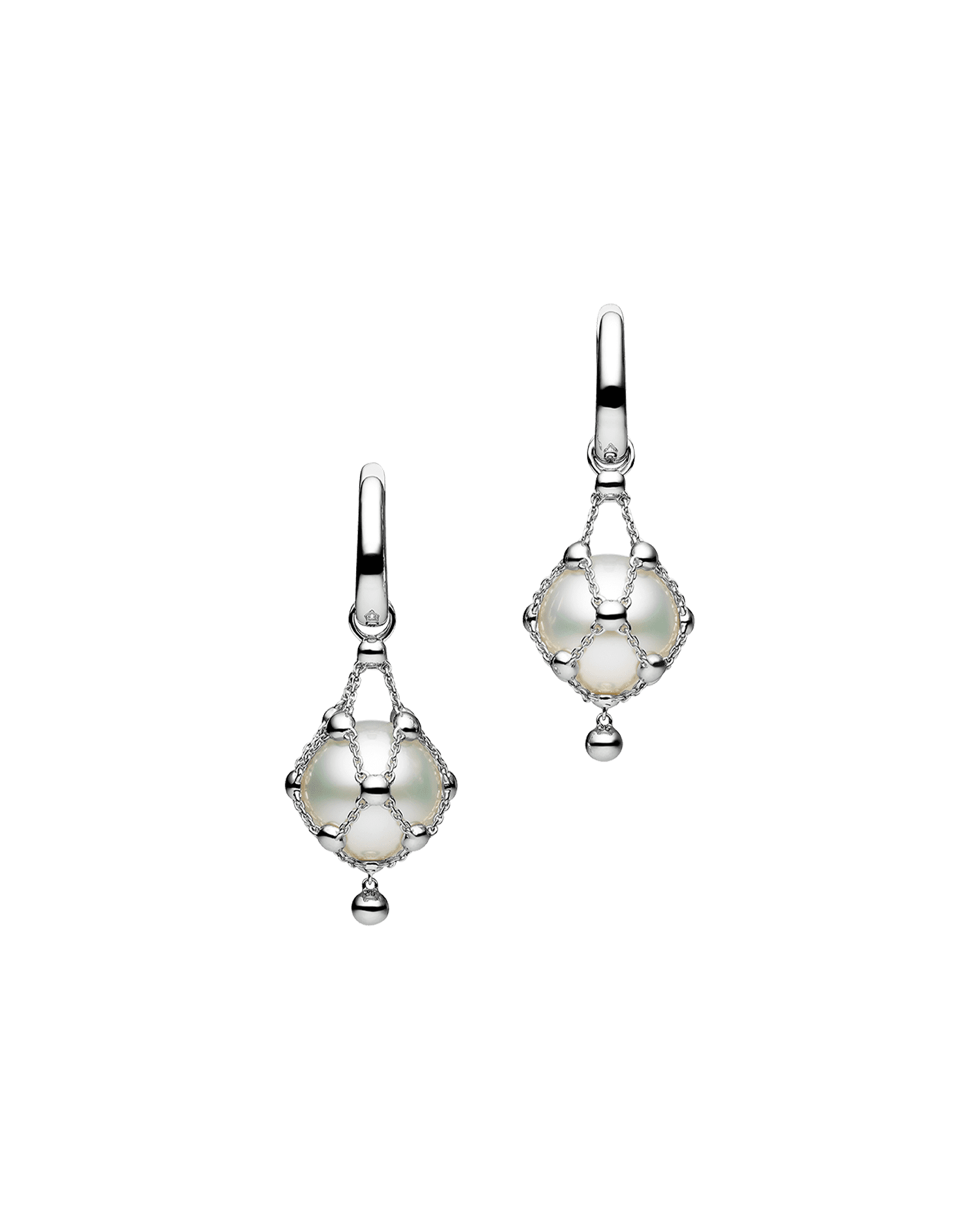 Lavalier Pearl Earrings | 12mm Circle Pearls and White Gold 1