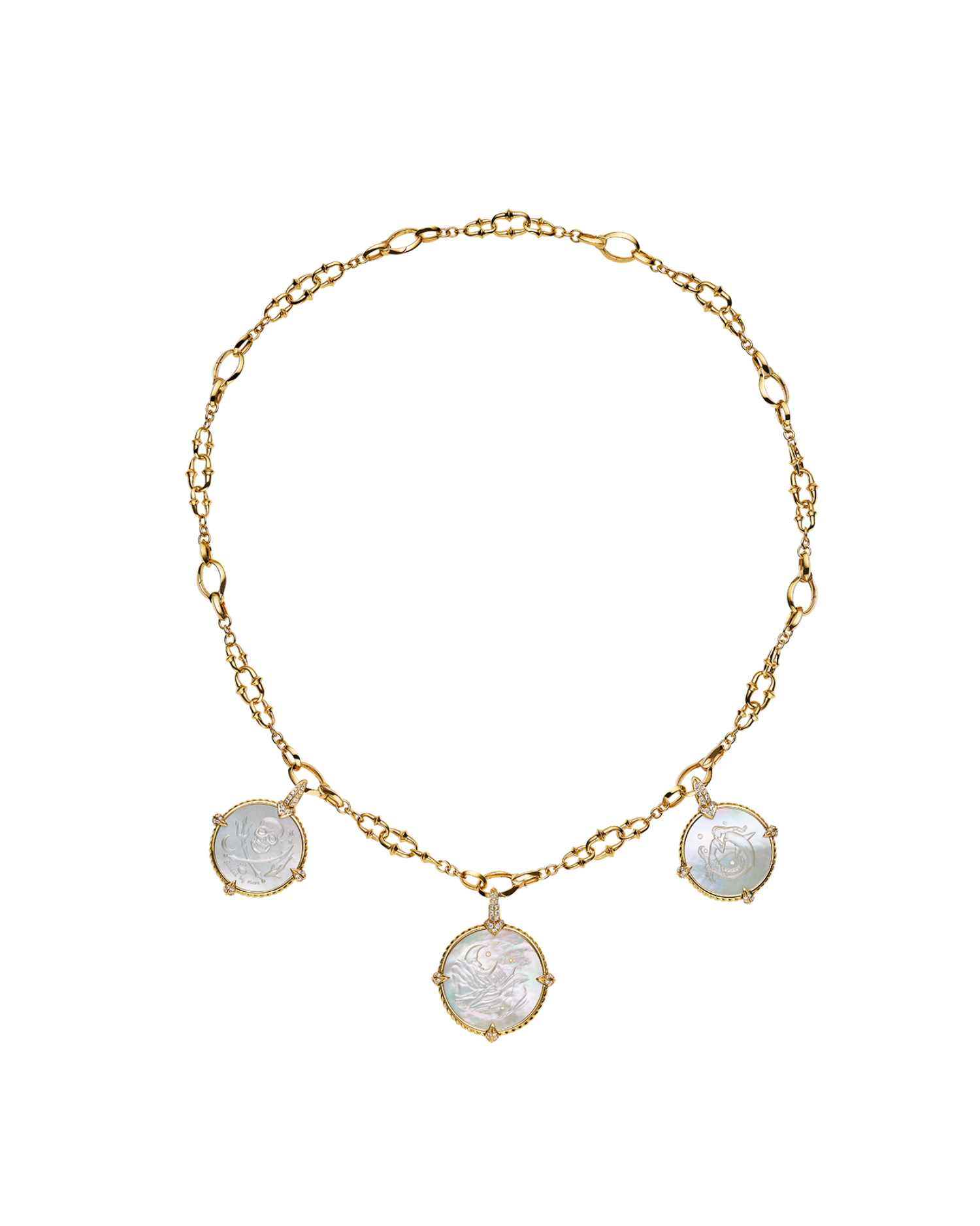 Layered Dive Charm Necklace Yellow Gold DD21N01A04Y D21N01Y D21A04Y D21A02Y D21A01Y