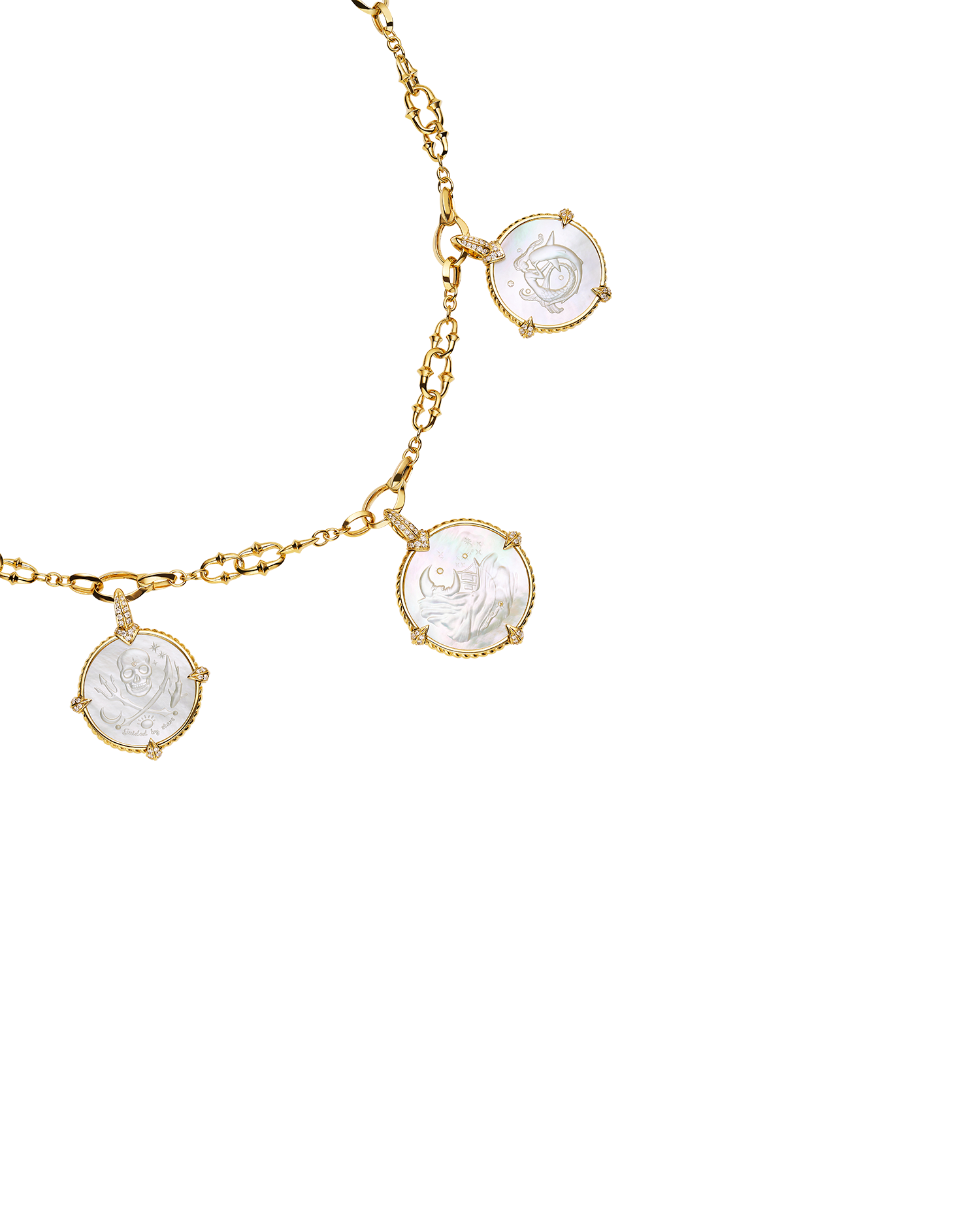 Layered Dive Charm Necklace Yellow Gold DD21N01A04Y D21N01Y D21A04Y D21A02Y D21A01Y