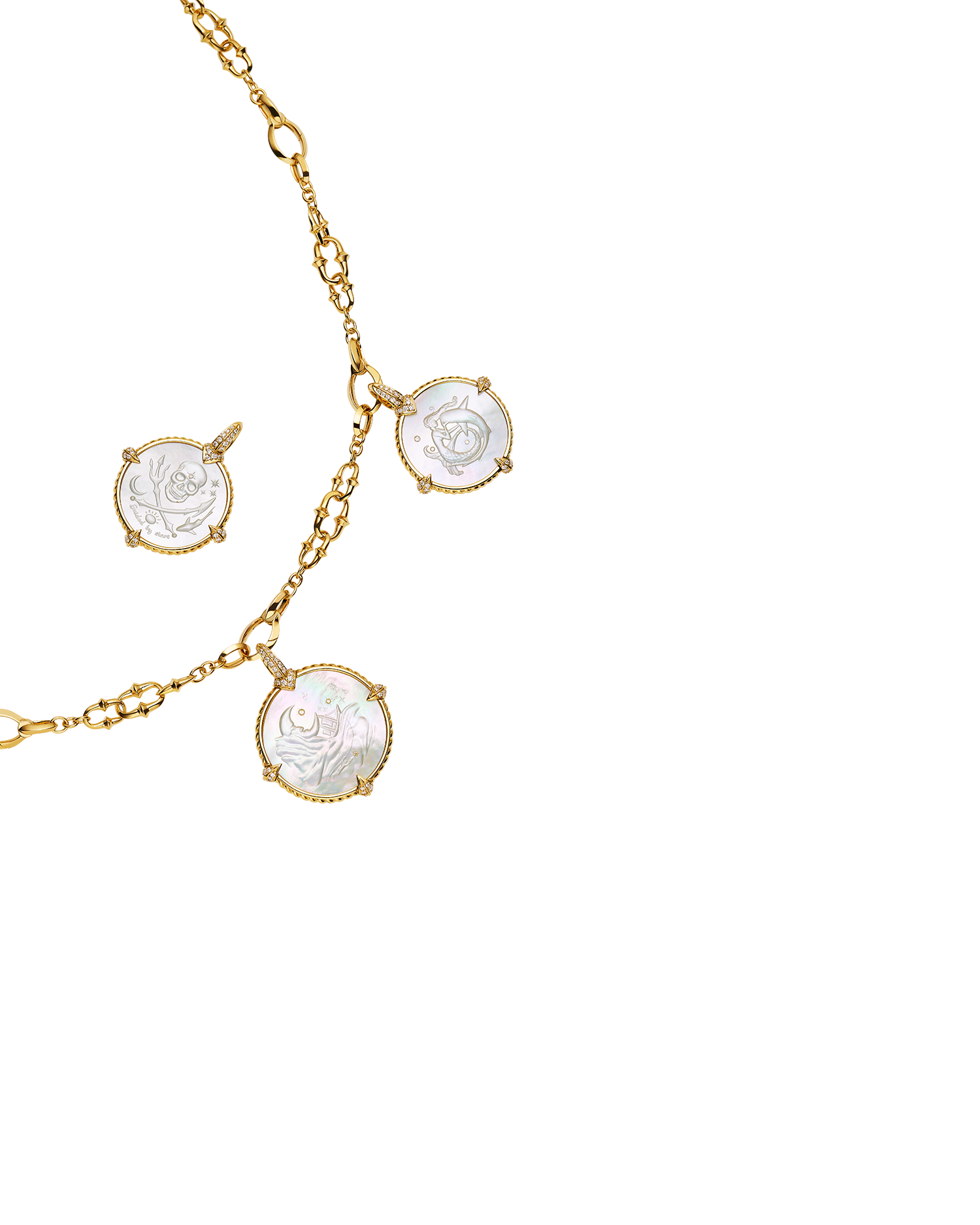 Layered Dive Charm Necklace Yellow Gold DD21N01A04Y D21N01Y D21A04Y D21A02Y D21A01Y