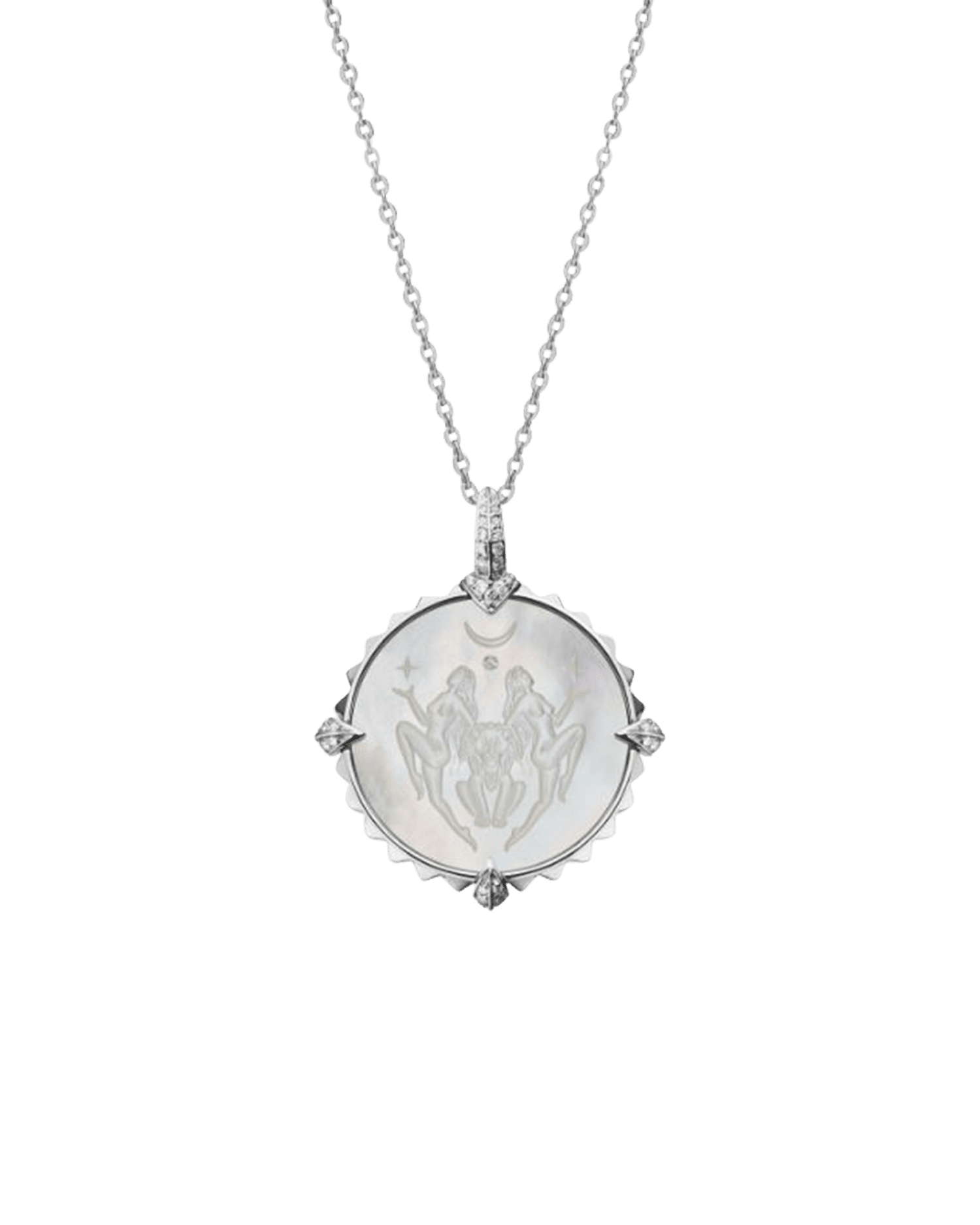 Leo Coin Charm | Mother of Pearl, Diamonds, and White Gold 3