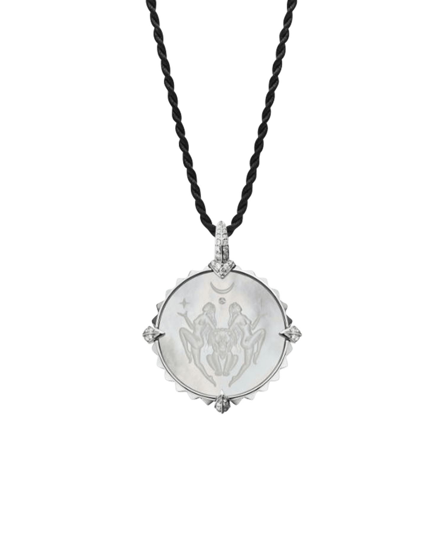 Leo Coin Charm | Mother of Pearl, Diamonds, and White Gold 4