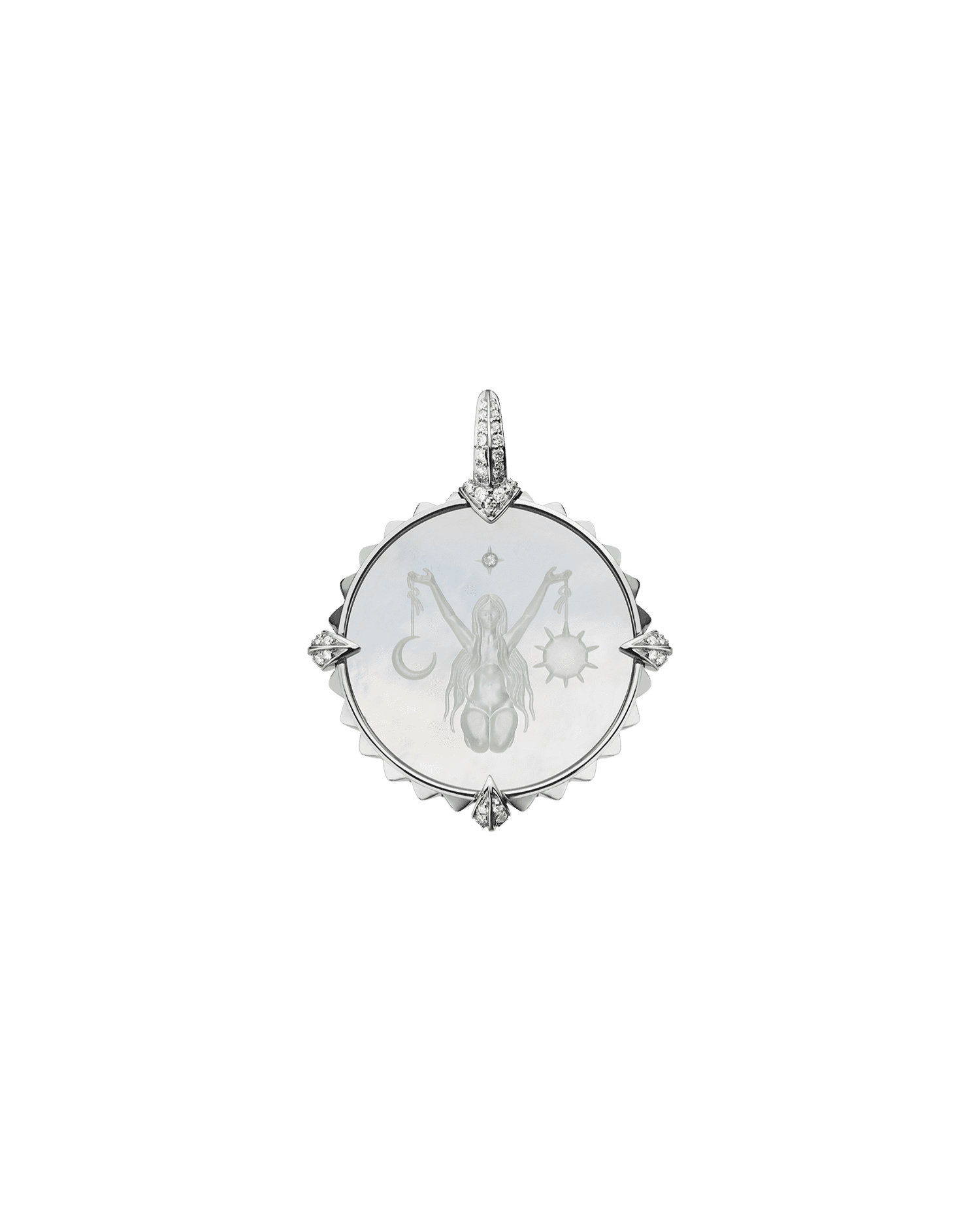 Libra Coin Charm | Mother of Pearl, Diamonds, and White Gold 1
