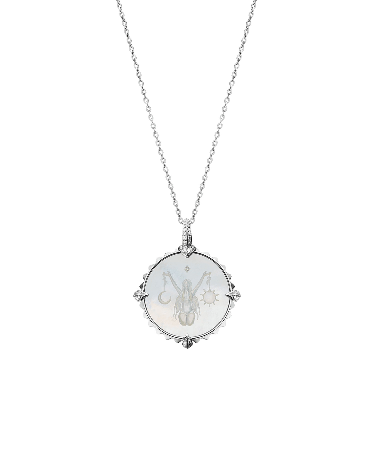 Libra Coin Charm | Mother of Pearl, Diamonds, and White Gold 3