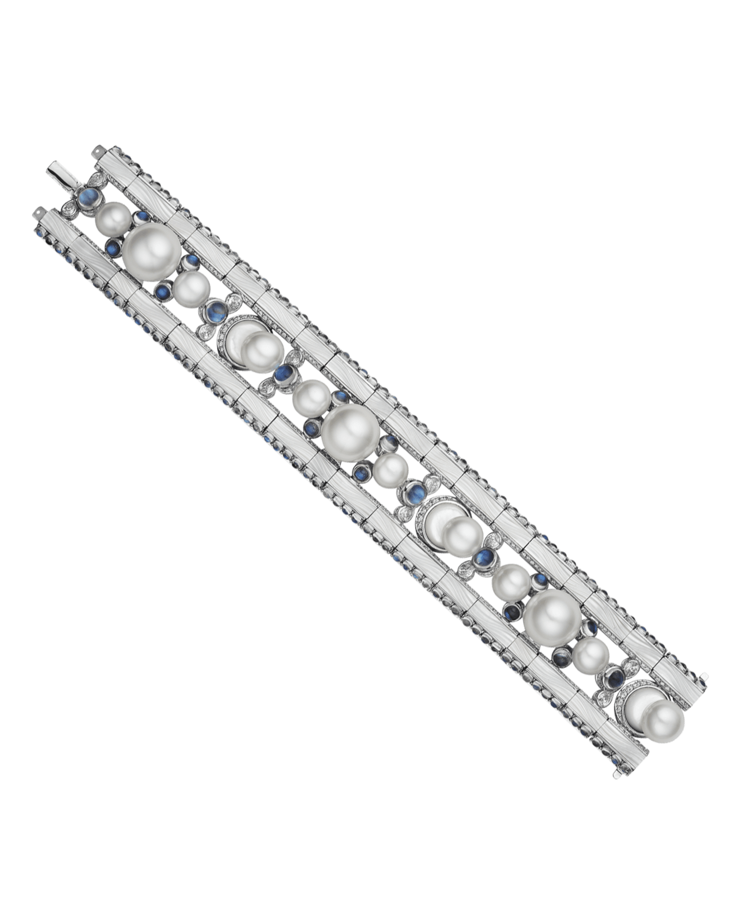 Lunar Tidal Pearl Cuff |8-13mm Pearls, Moonstones, and White Gold 1