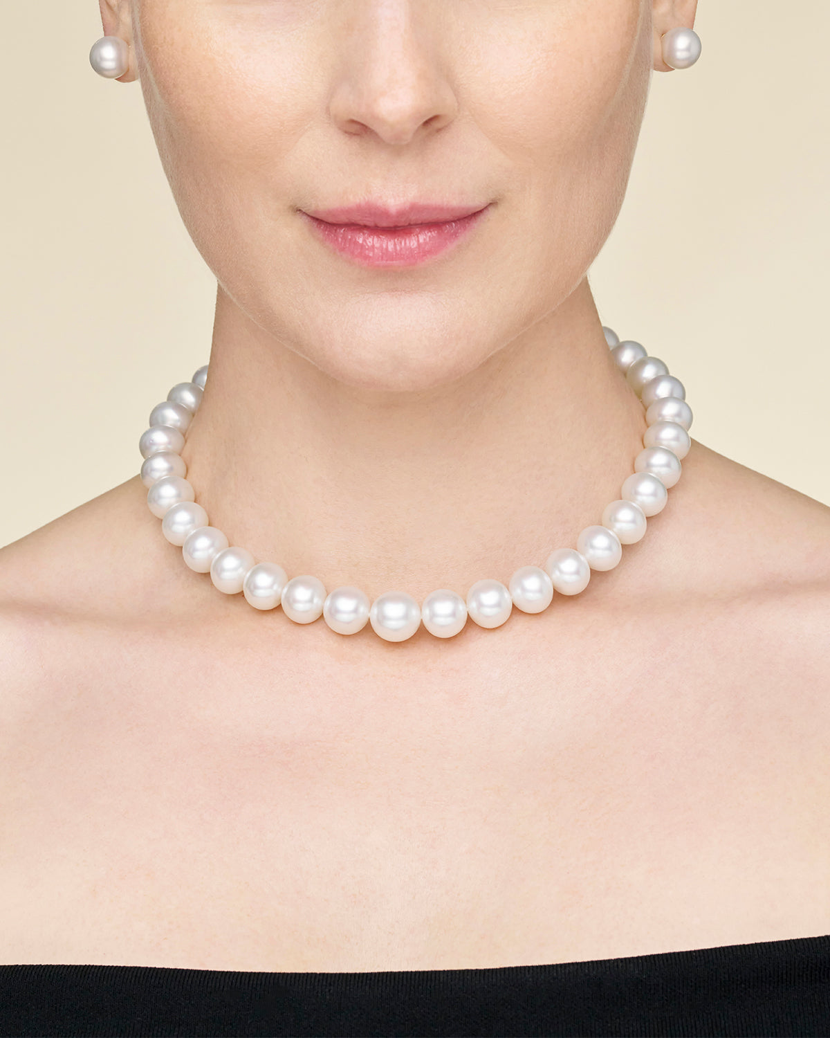 Moonlight Pearl Strand Necklace | 13mm Button and Round Pearls, and Paspaley Signature Diamond