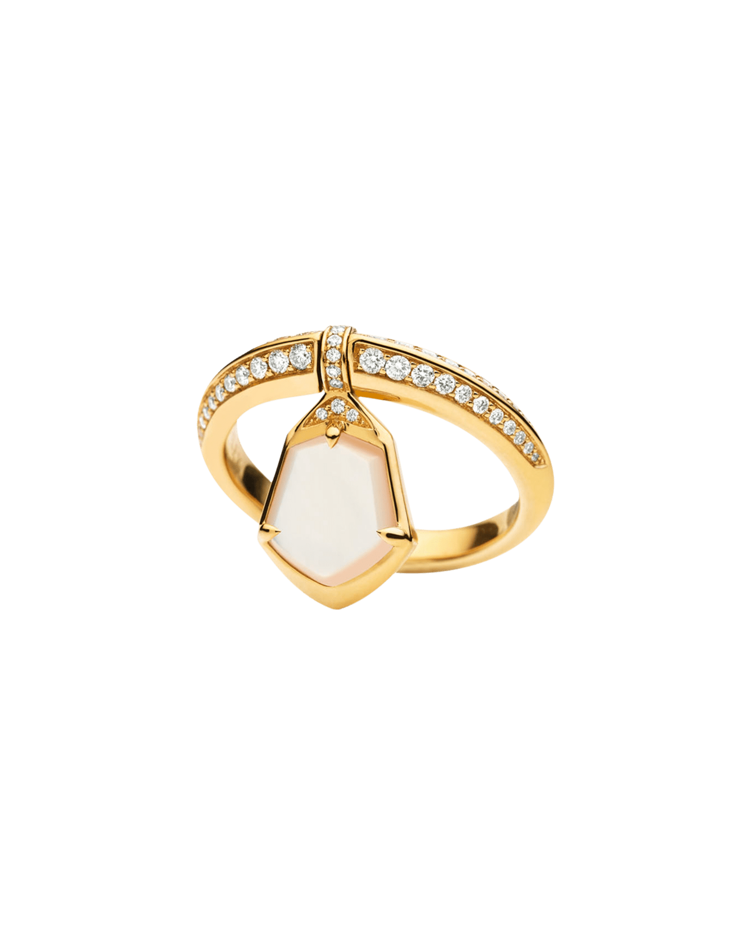 Pink Opal Megisti Flip Ring | Mother of Pearl, Pink Opals and Yellow Gold 2