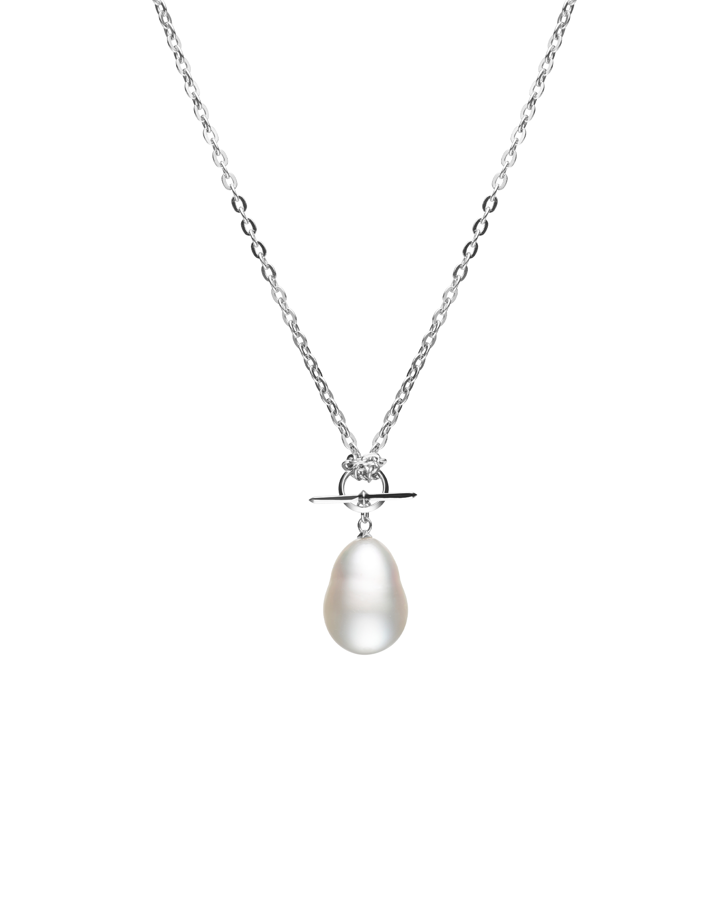 Diver Bollard Pearl Chain Necklace | 13mm Baroque Pearl and White Gold