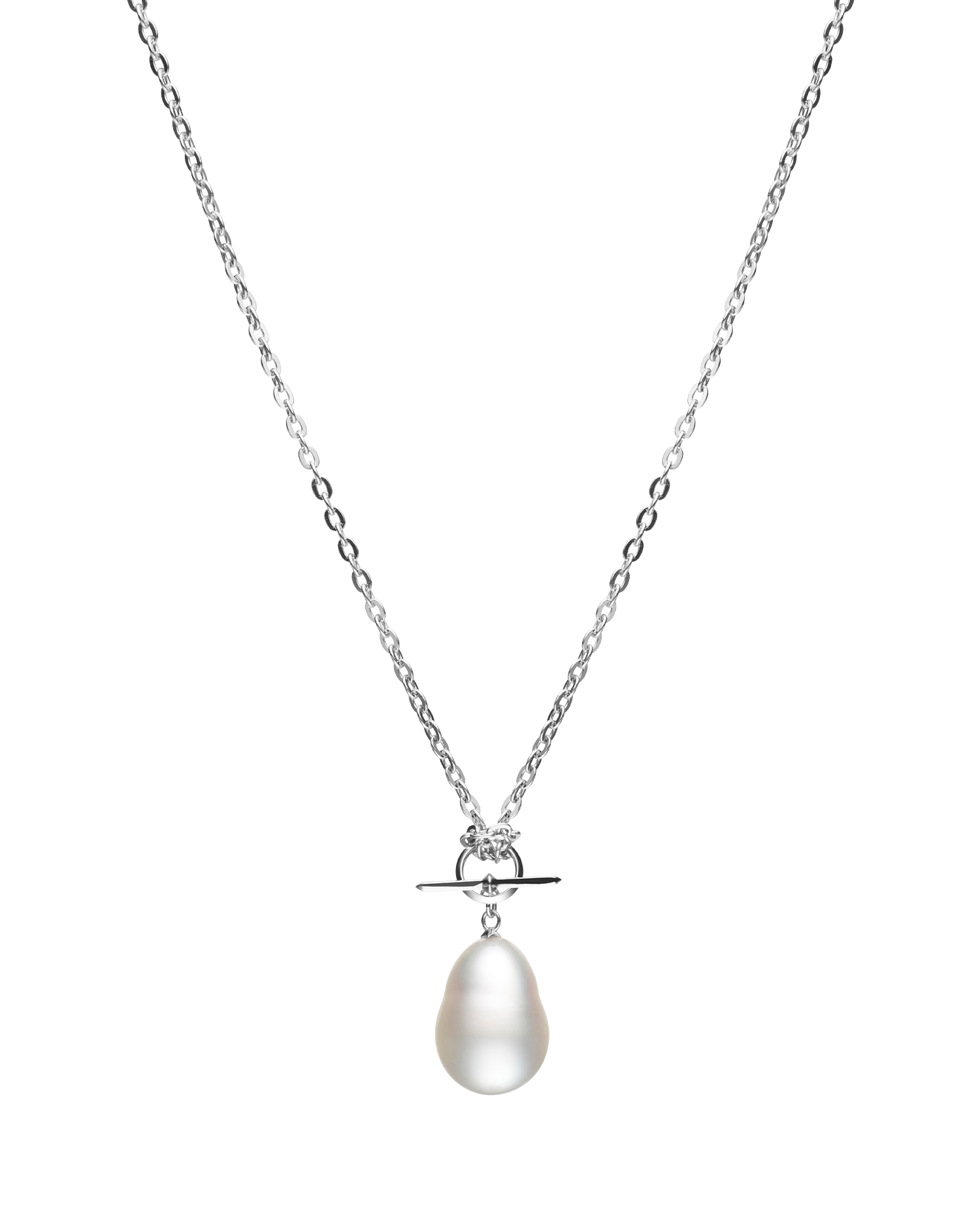 Diver Bollard Pearl Chain Necklace | 13mm Baroque Pearl and White Gold
