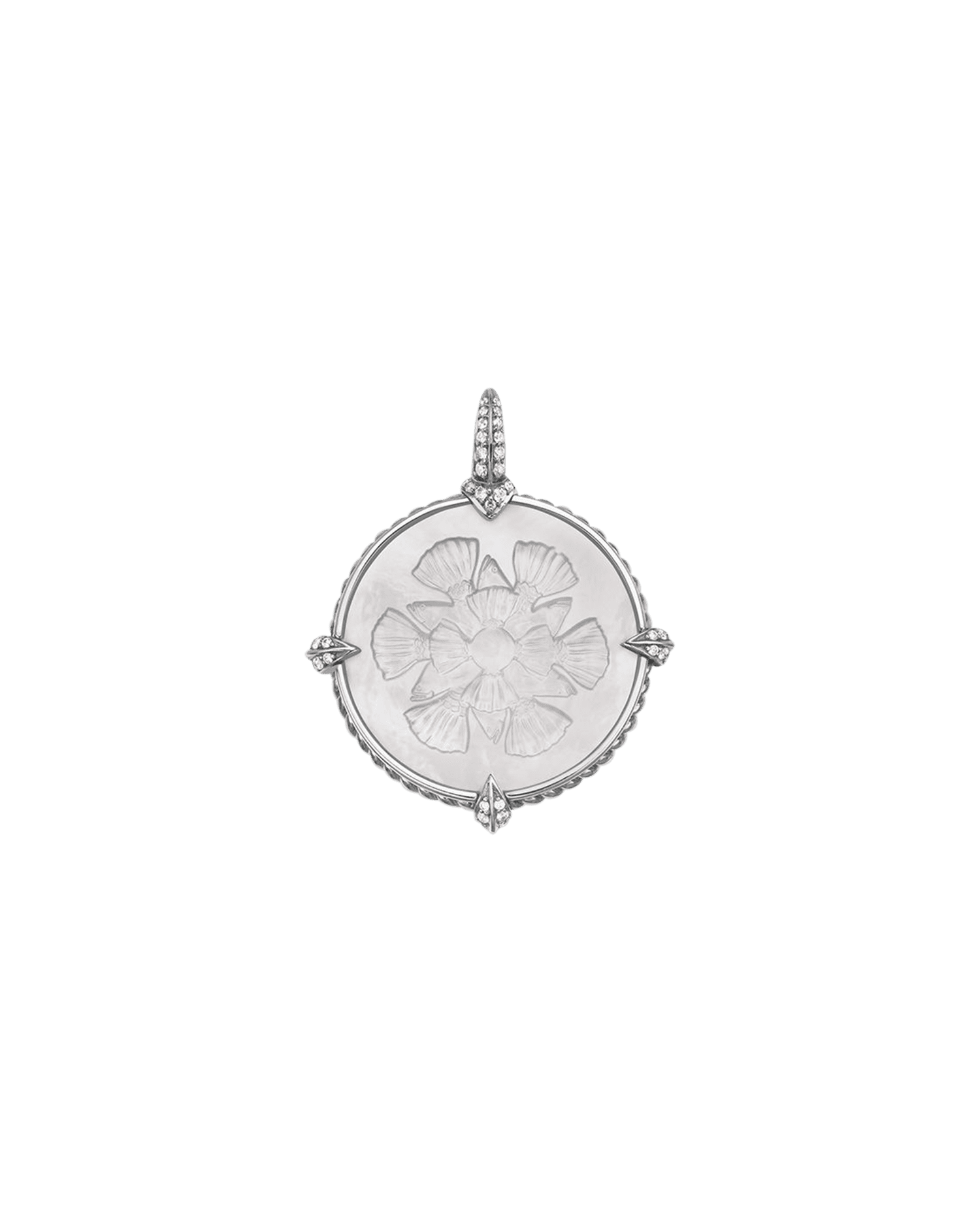 Petite Mermaid Coin Charm | Mother of Pearl, Diamonds and White Gold 2