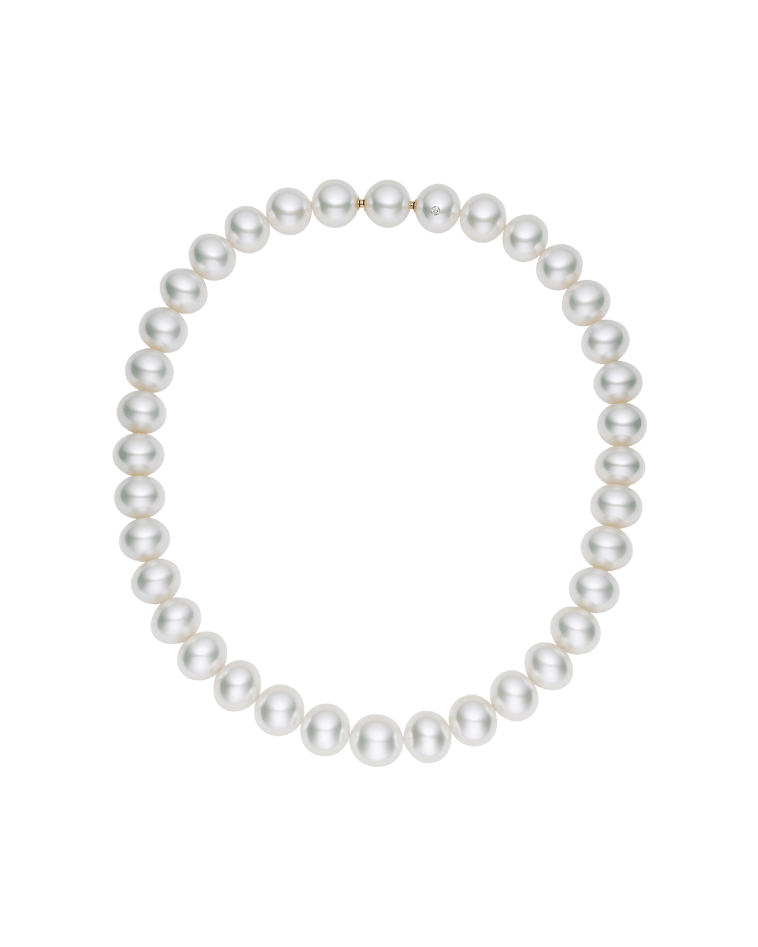 Moonlight Pearl Strand Necklace | 13mm Button and Round Pearls, and Paspaley Signature Diamond 1