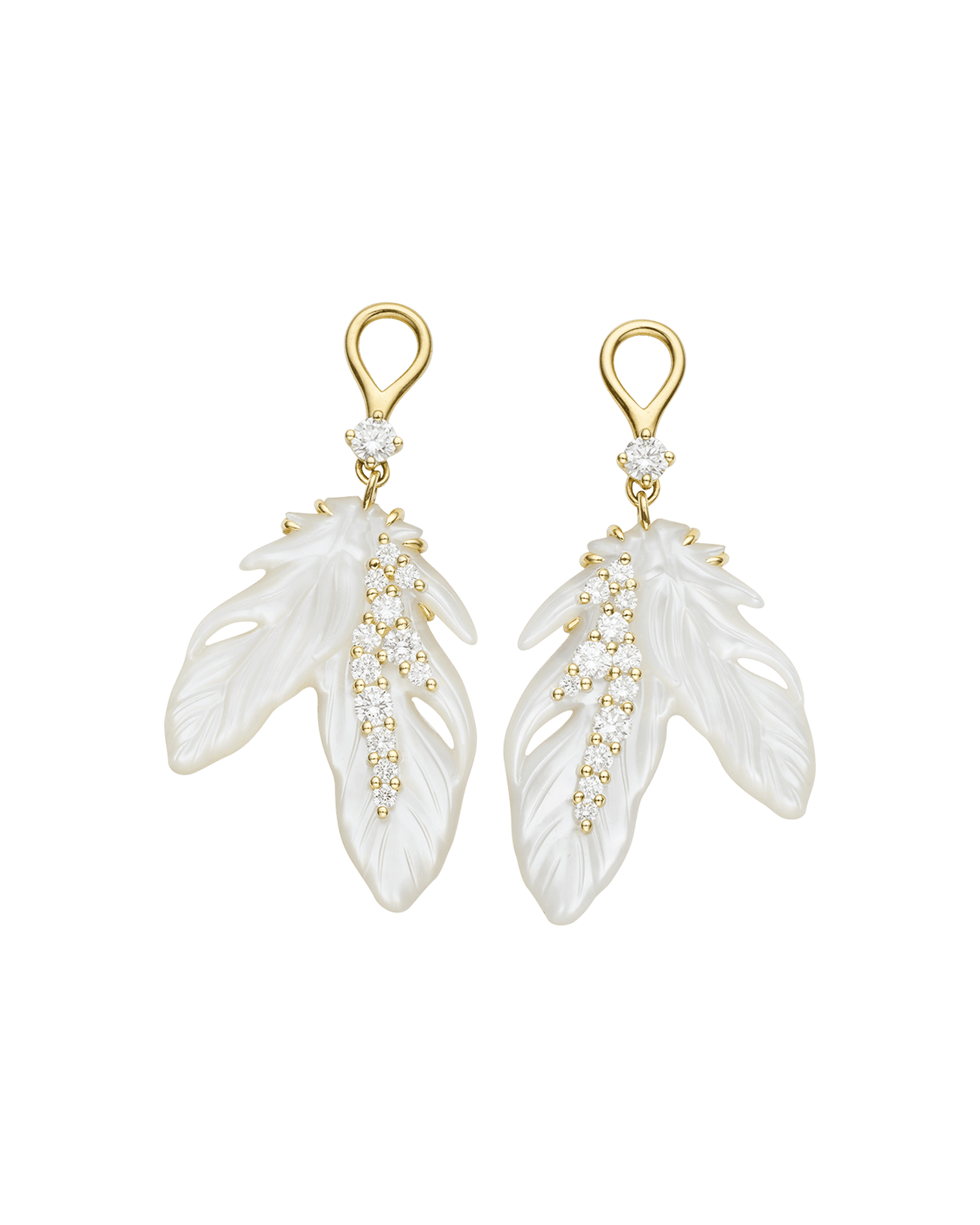 Feather Mother of Pearl and Keshi Stud Earrings in Yellow Gold DE22AE00YKQ08 E22AE00Y + C00E40YKQ08 2