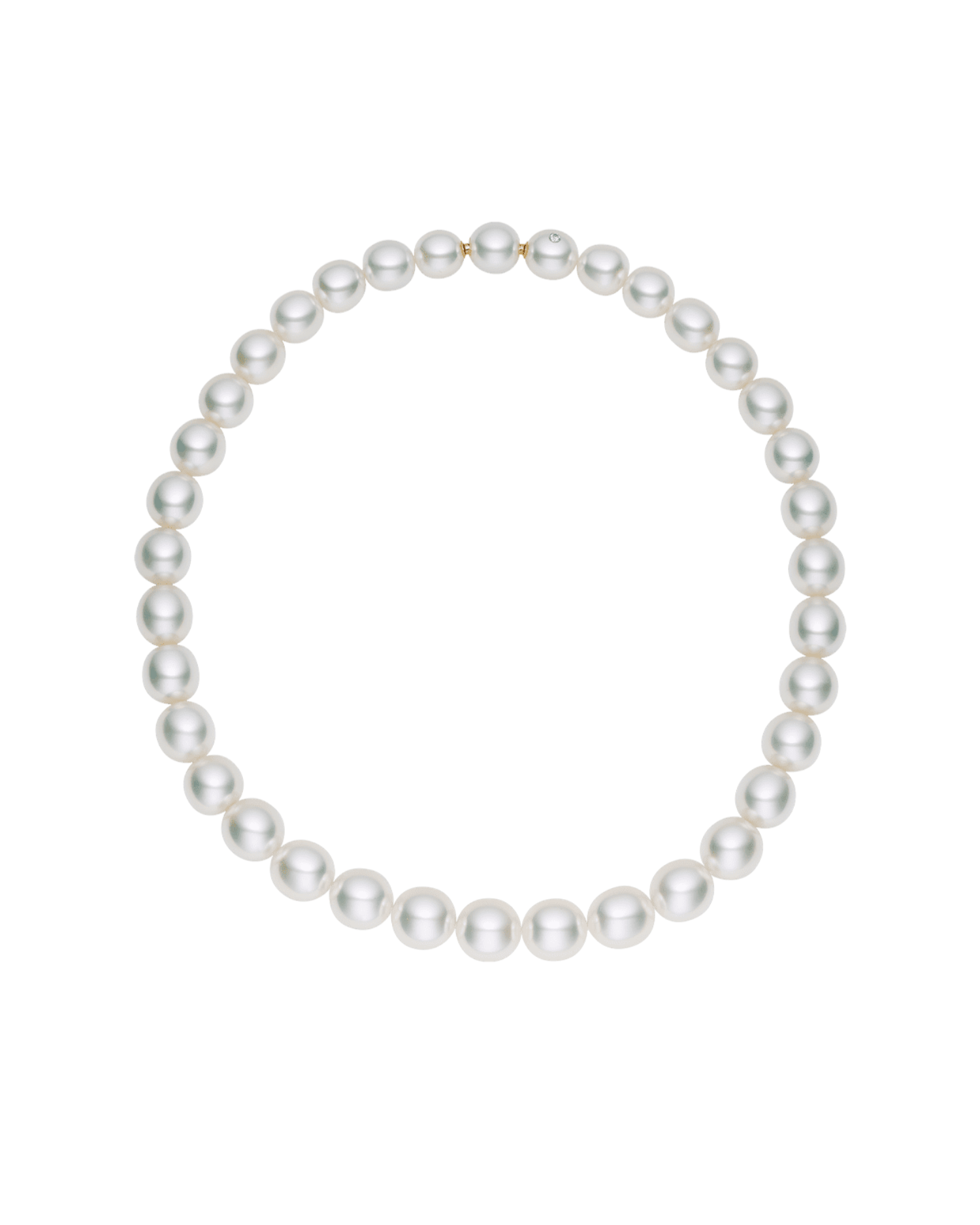 Paspaley Oval Pearl Strand Necklace | 10-12mm Oval Pearls and Paspaley Signature Diamond 1