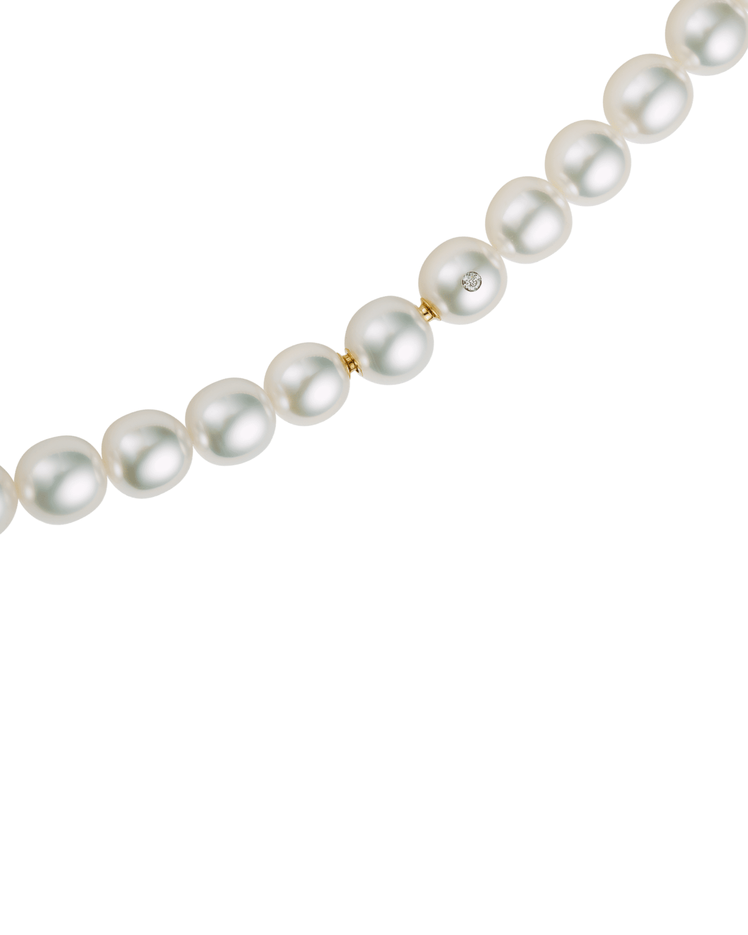 Paspaley Oval Pearl Strand Necklace | 10-12mm Oval Pearls and Paspaley Signature Diamond 3